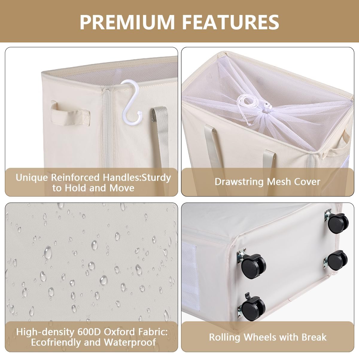 75L Foldable Laundry Basket with Wheels -Slim Laundry Clothes Sorters Space-Saving Hamper for Dorm, Corner - Black