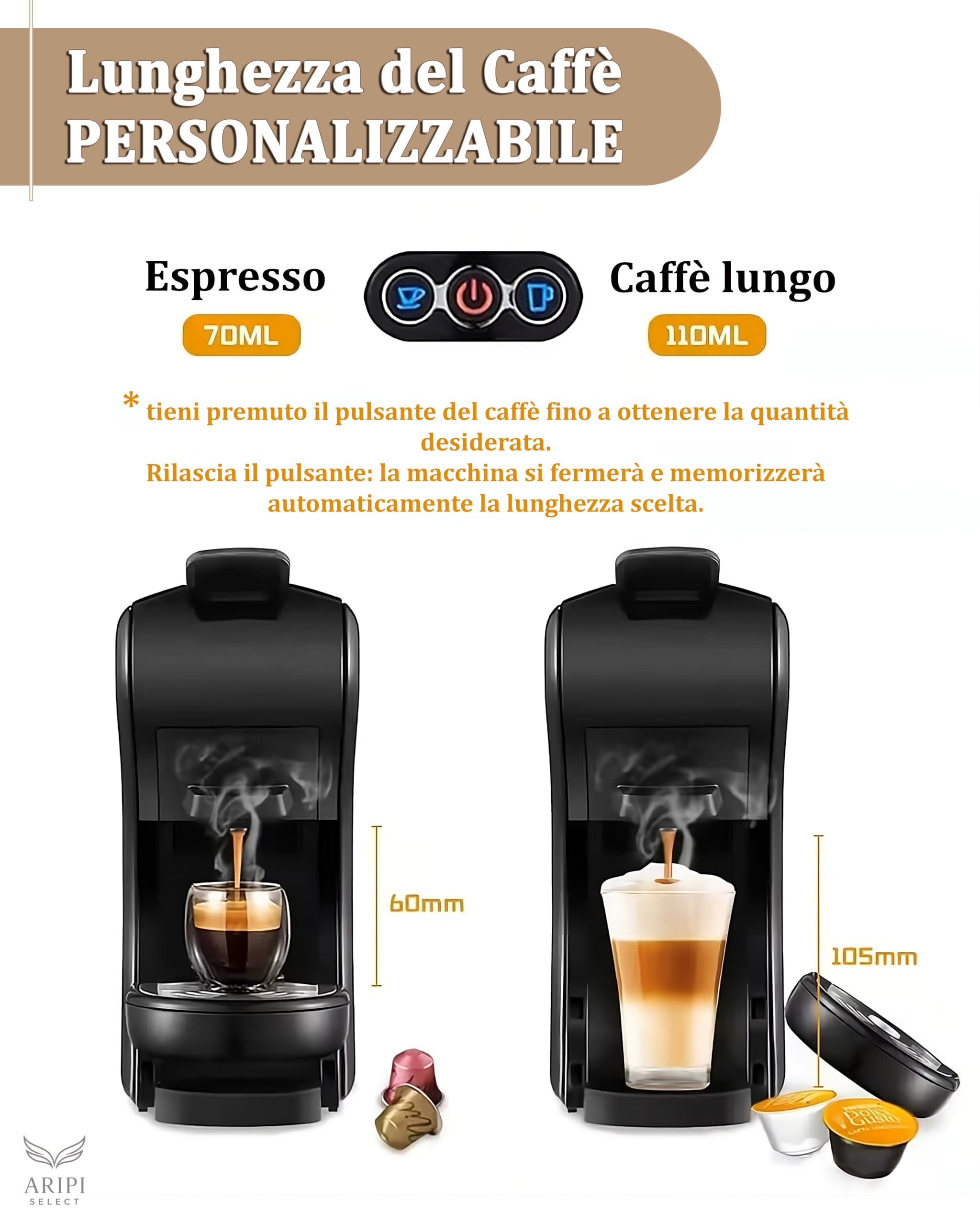 Macchina Caffè CIALDE e CAPSULE 7 in 1 Camry – Compatibile capsule Nespresso, Lavazza A Modo Mio, Dolce Gusto, Caffè Cialde ESE 44, Lavazza Blue, Caffitaly, Caffè Macinato – Kit con 10 Capsule Omaggio