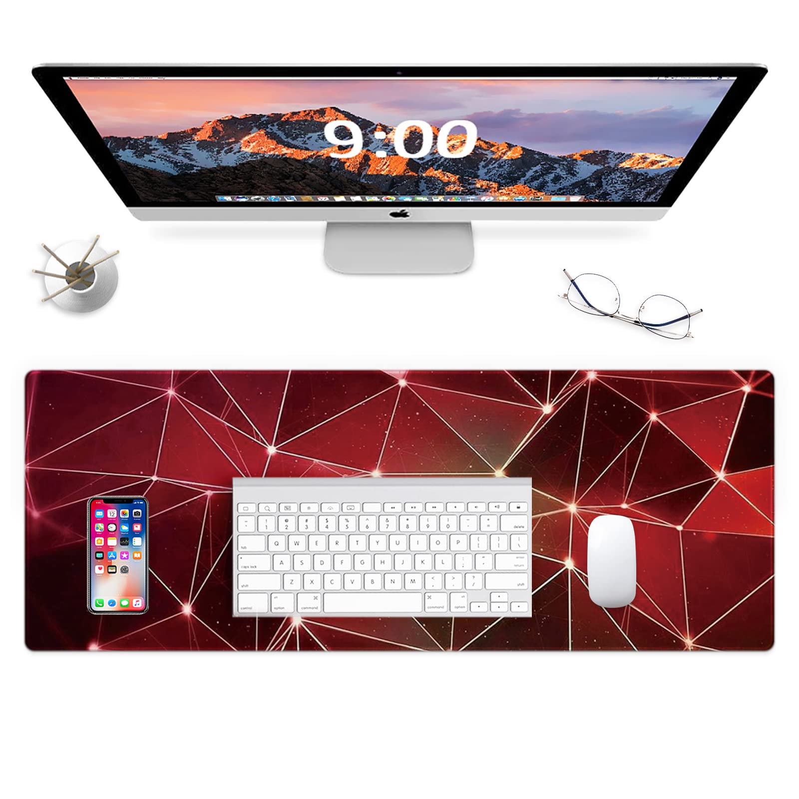 ZYCCW Large Gaming XXL Mouse Pad with Stitched Edge 31.5"x11.8"x0.15" Marble Mouse Mat Customized Extended Gaming Mouse Pad Anti-Slip Rubber Base Mouse Pad for Computer