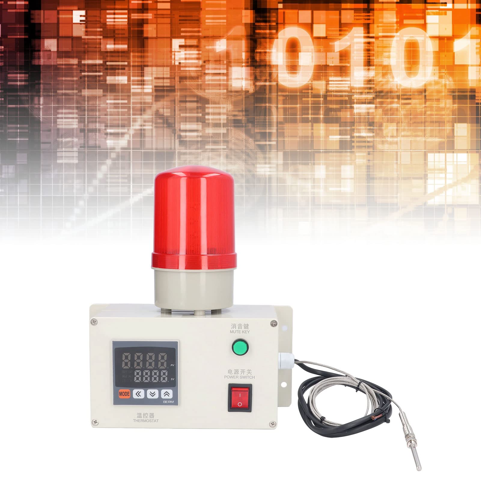 Termostato de Advertencia Automático con Alarma de Temperatura Intermitente, CA 220V para Laboratorio, Oficina y Almacén