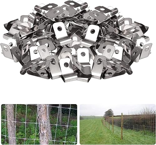 200 abrazaderas de alambre de cerca clips de valla de ganado clips de alambre de acero inoxidable para montaje de alambre soldado de calibre 12-16 a