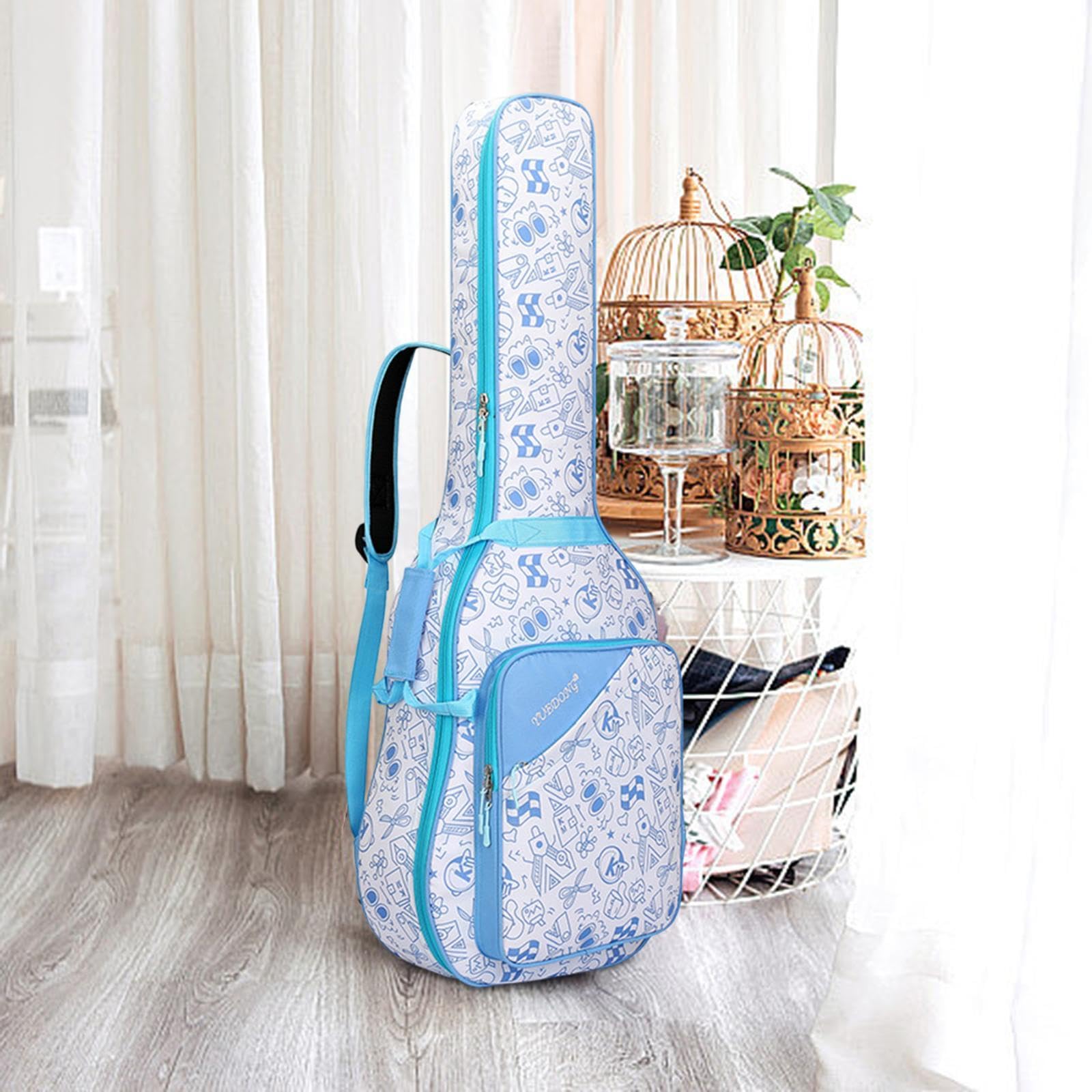 Funda para Guitarra, Funda para Bajo Eléctrico, Funda Portátil Gruesa de Oxford con Asa Lateral, Caja de Almacenamiento para Guitarra Acolchada Gruesa, Azul