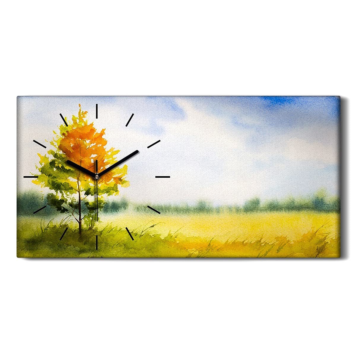 Horloge sur Toile 60x30cm Abstraite Silencieuse | Déco Murale Salon