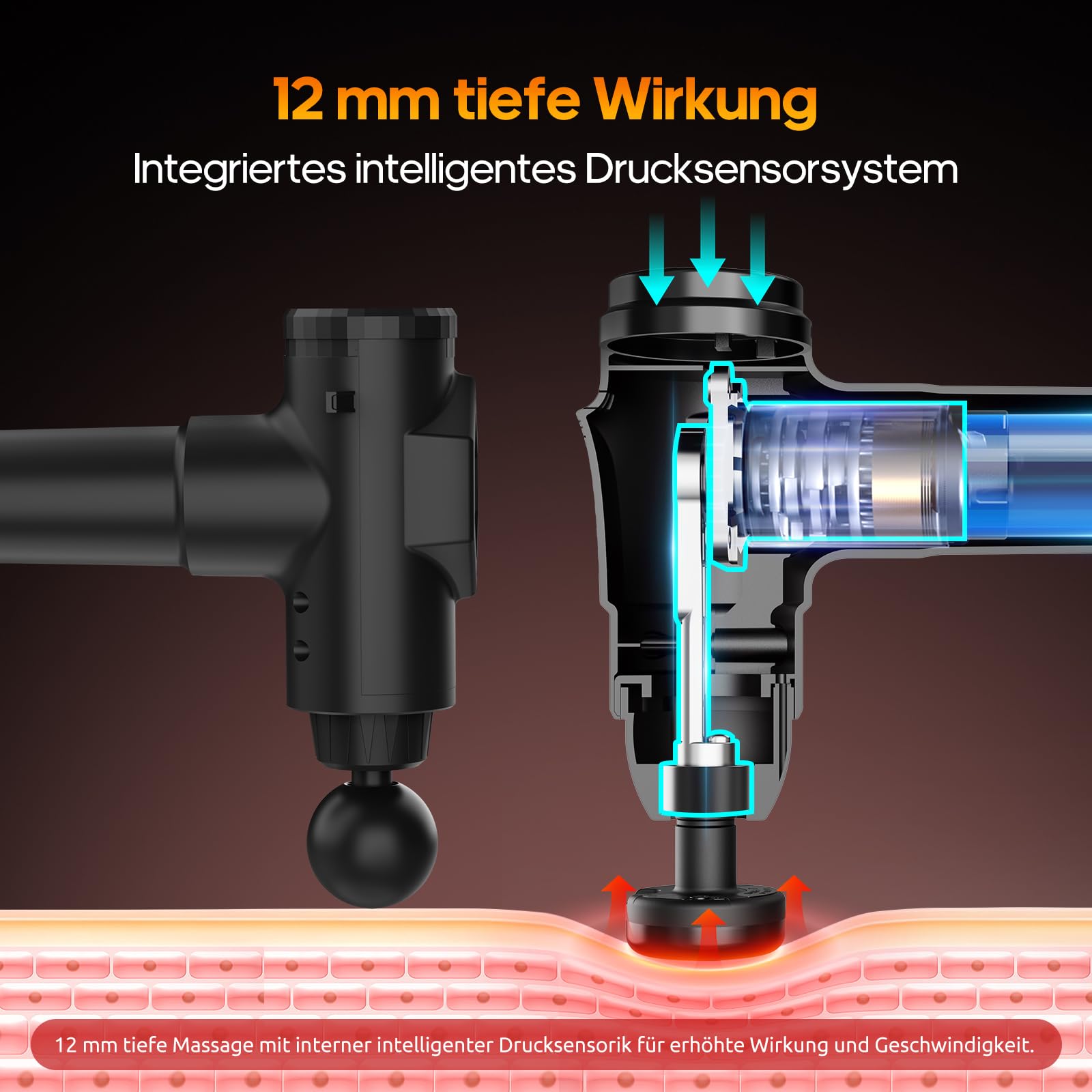 Pistola de masaje muscular, 7 cabezas y pantalla LED, masajeador profesional, masaje profundo de 20 velocidades para masaje de espalda, hombros y piernas, regalo adecuado