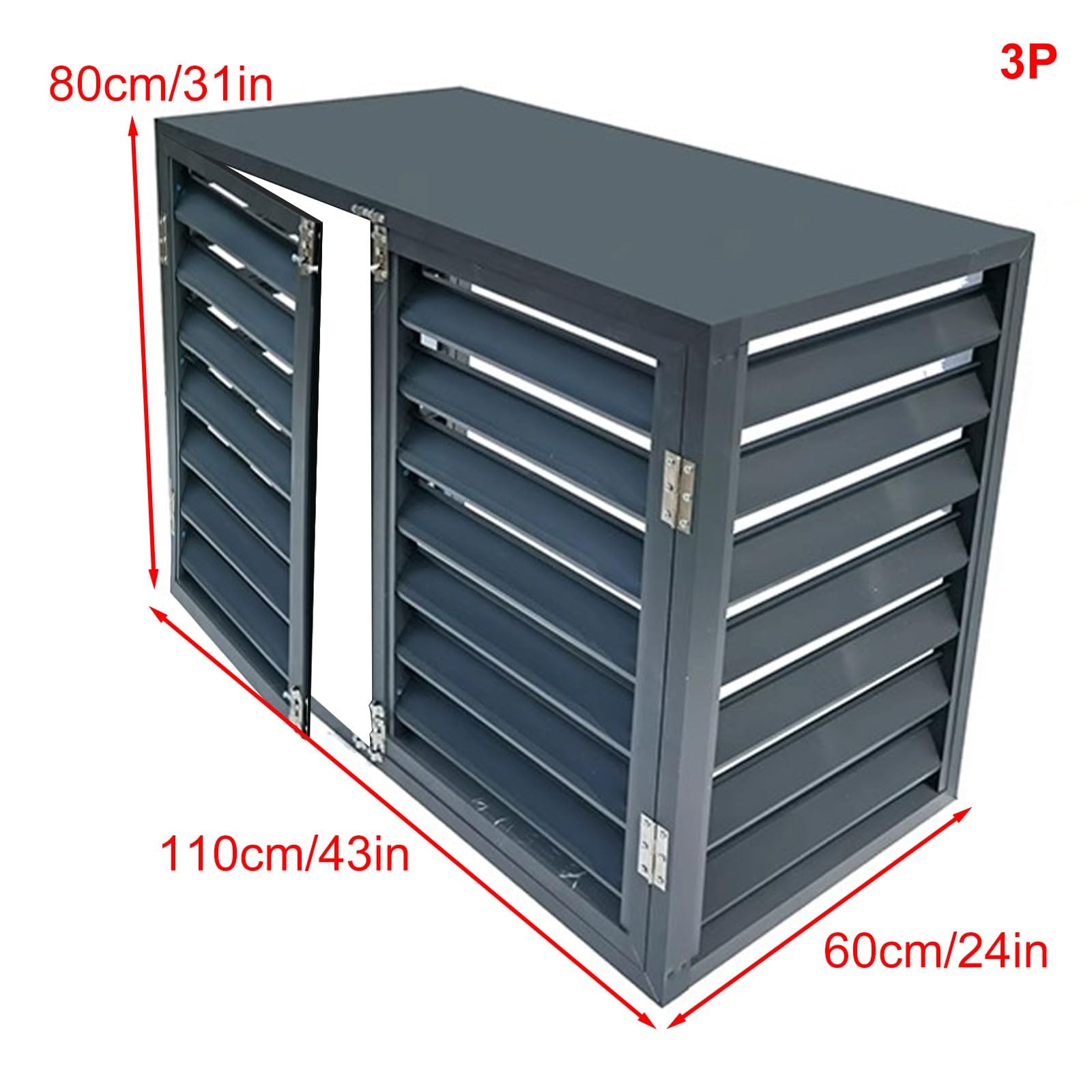 Pokrowiec na klimatyzator zewnętrzny, podwójne drzwi, ogrodzenie prywatności, ze stopu aluminium, wolnostojąca ochrona klimatyzatora (110 x 60 x 80 cm) - odporny na warunki atmosferyczne stylowy