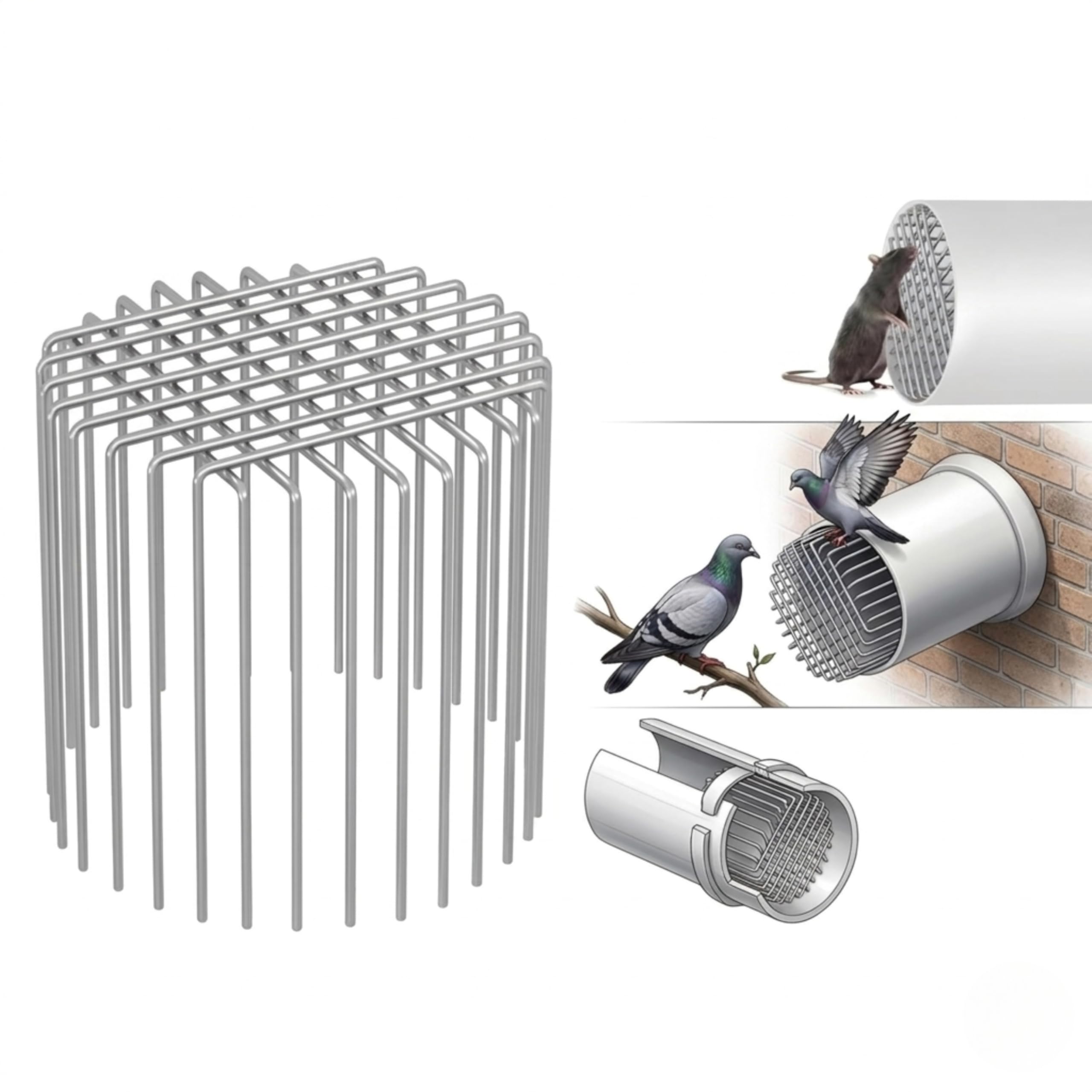 Stainless Steel Drain Pipe Bird & Rat Guard for 3-4 Inch Pipes | Adjustable Anti Rodent Drain Cover Mesh | Rustproof 304 Steel Sewer Vent Protector for Balcony Roof Kitchen Exhaust (1 piece)-image-46