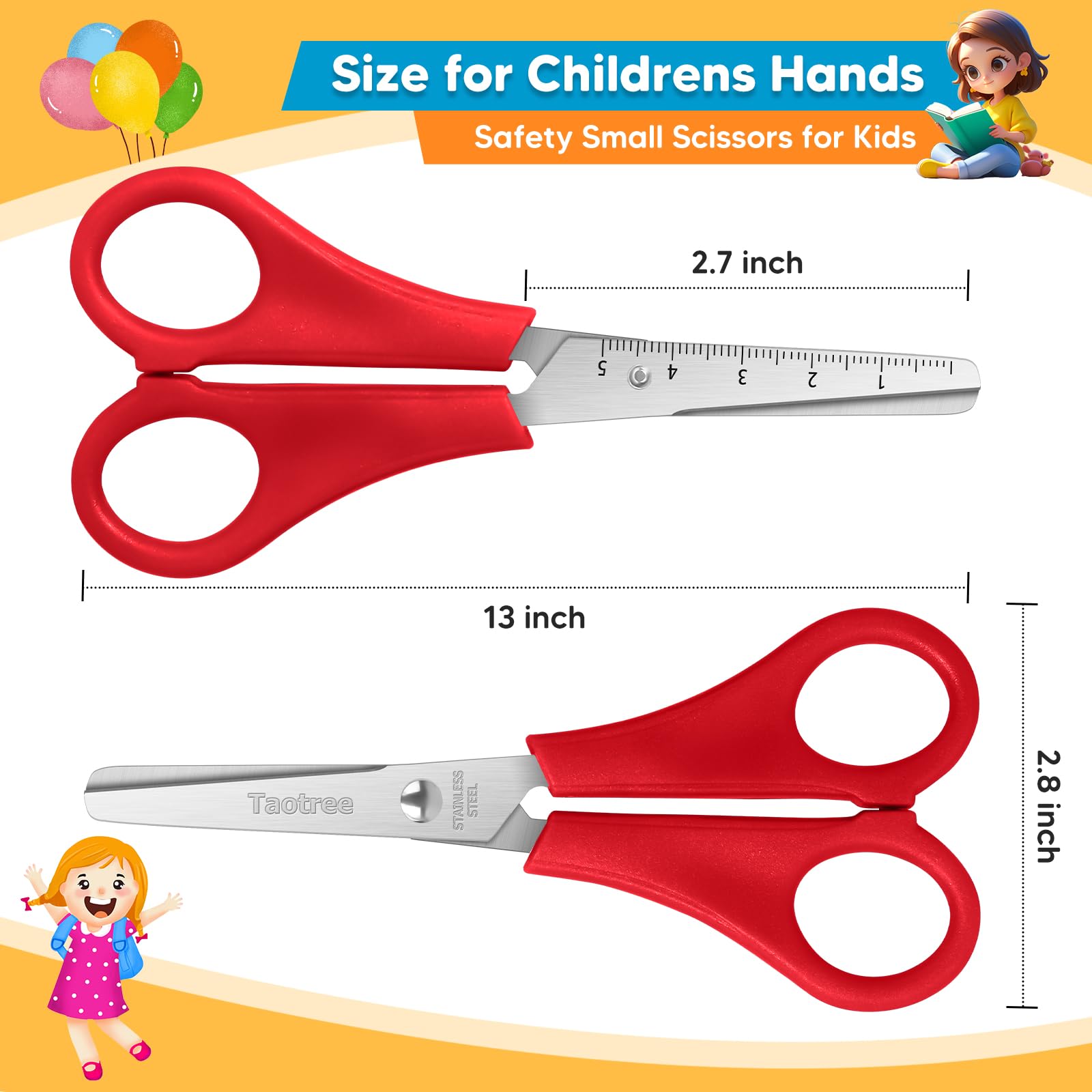 Taotree Lot de 48 paires de ciseaux pour enfants de 12,7 cm pour fournitures scolaires et de bureau, fournitures artistiques, petite pointe émoussée de sécurité pour tout-petits, étudiants, salles de