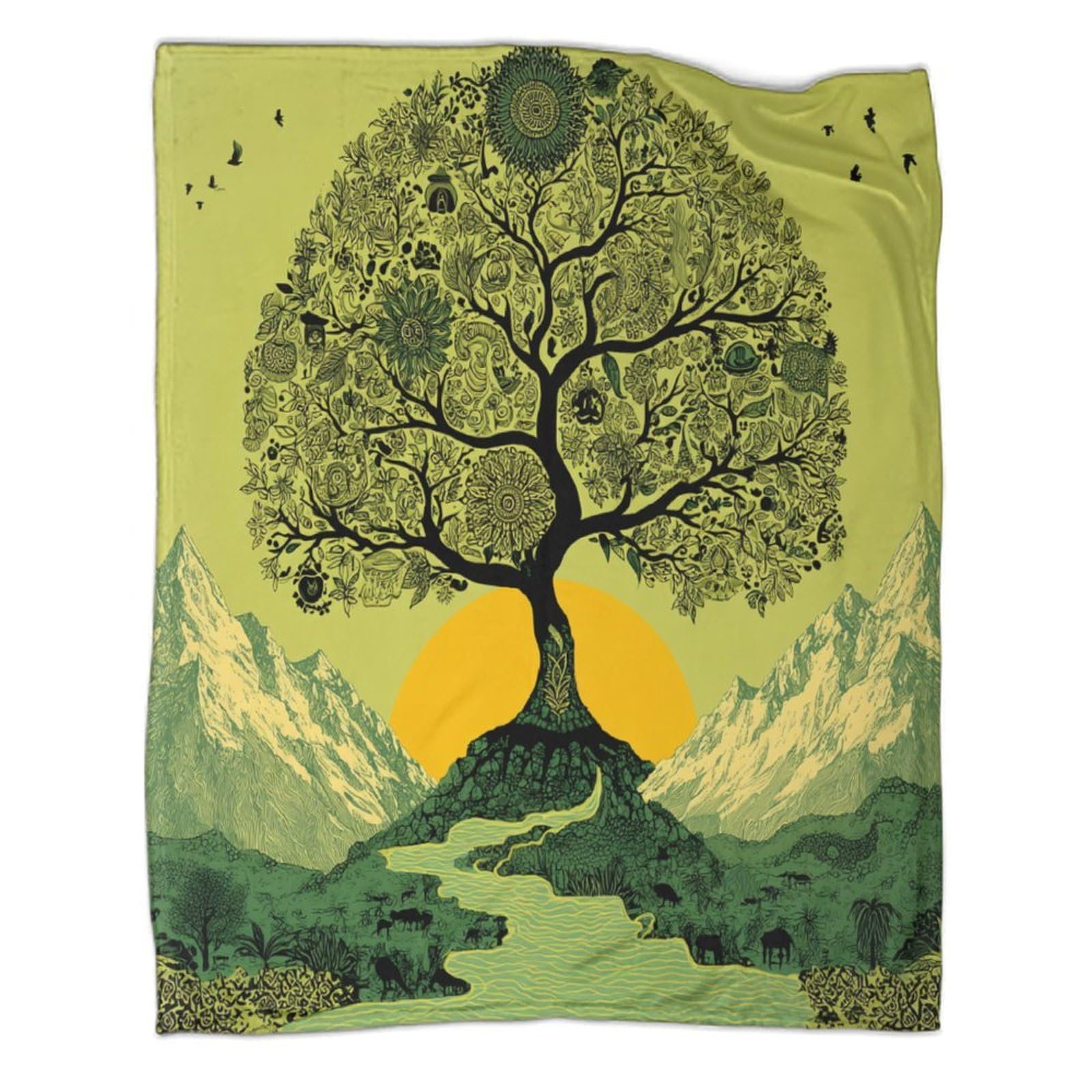 kaiyun Tree of Life with Yoga Blanket - Versatile Warm Bedding Soft And Comfortable Travel Bed Throws And Patchwork Quilts 70x80inch(180x200cm)