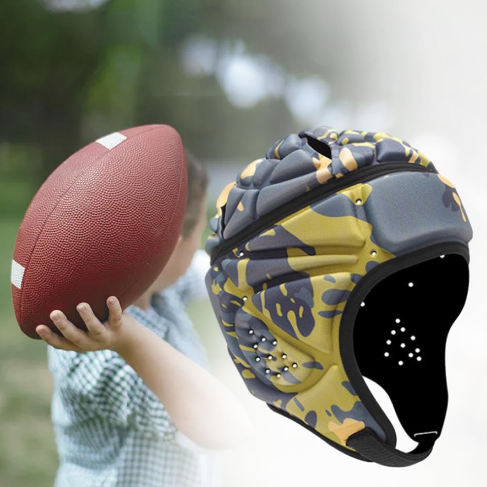 Casco da Rugby, Casco da Football con Bandiera con Fori di Ventilazione Caschetti da Rugby Versatili Copricapo da Rugby per Esigenze Speciali Rugby