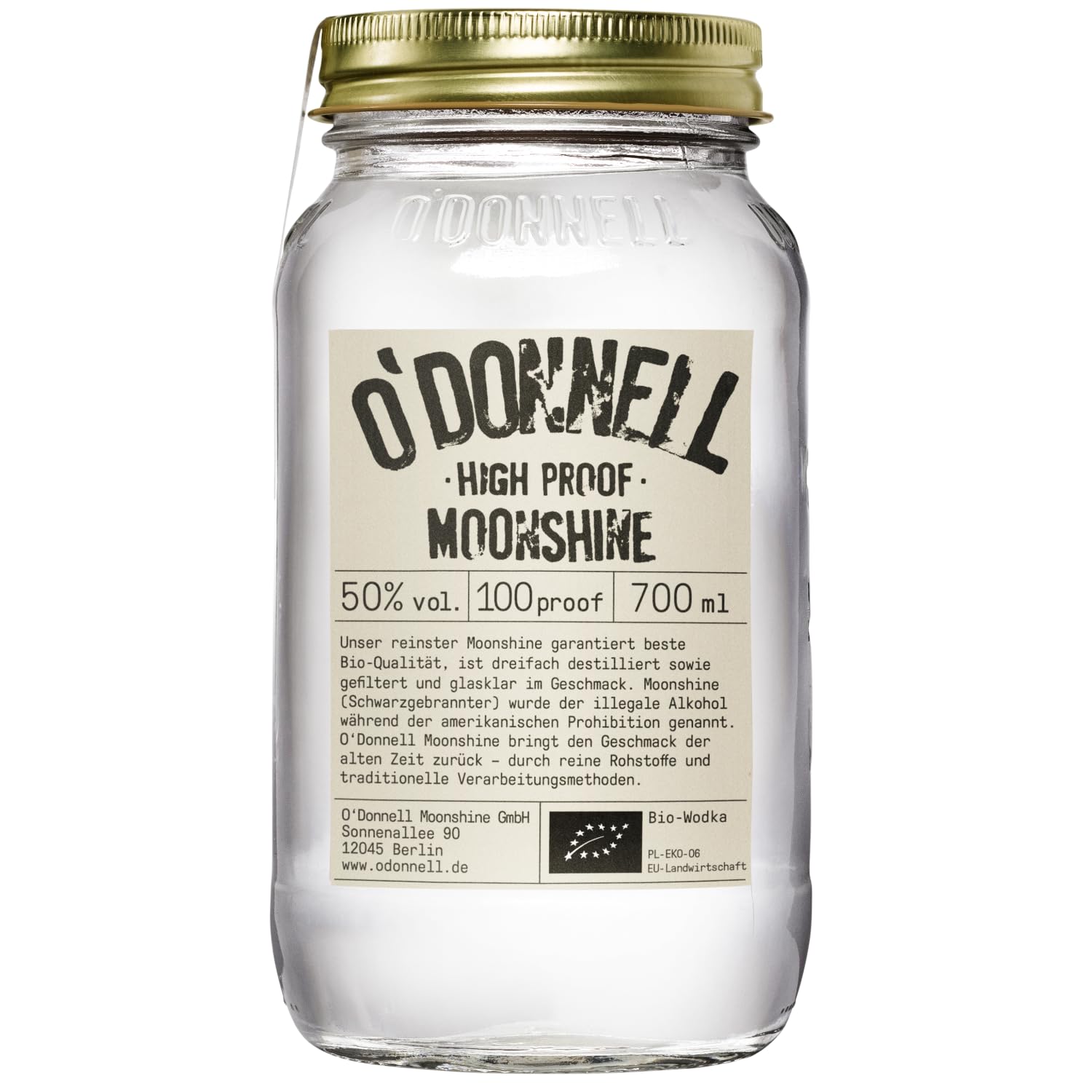 O'Donnell Moonshine High Proof Bio Vegan Likör Deutschland inkl. FeinWert E-Book (1 x 0,7l)