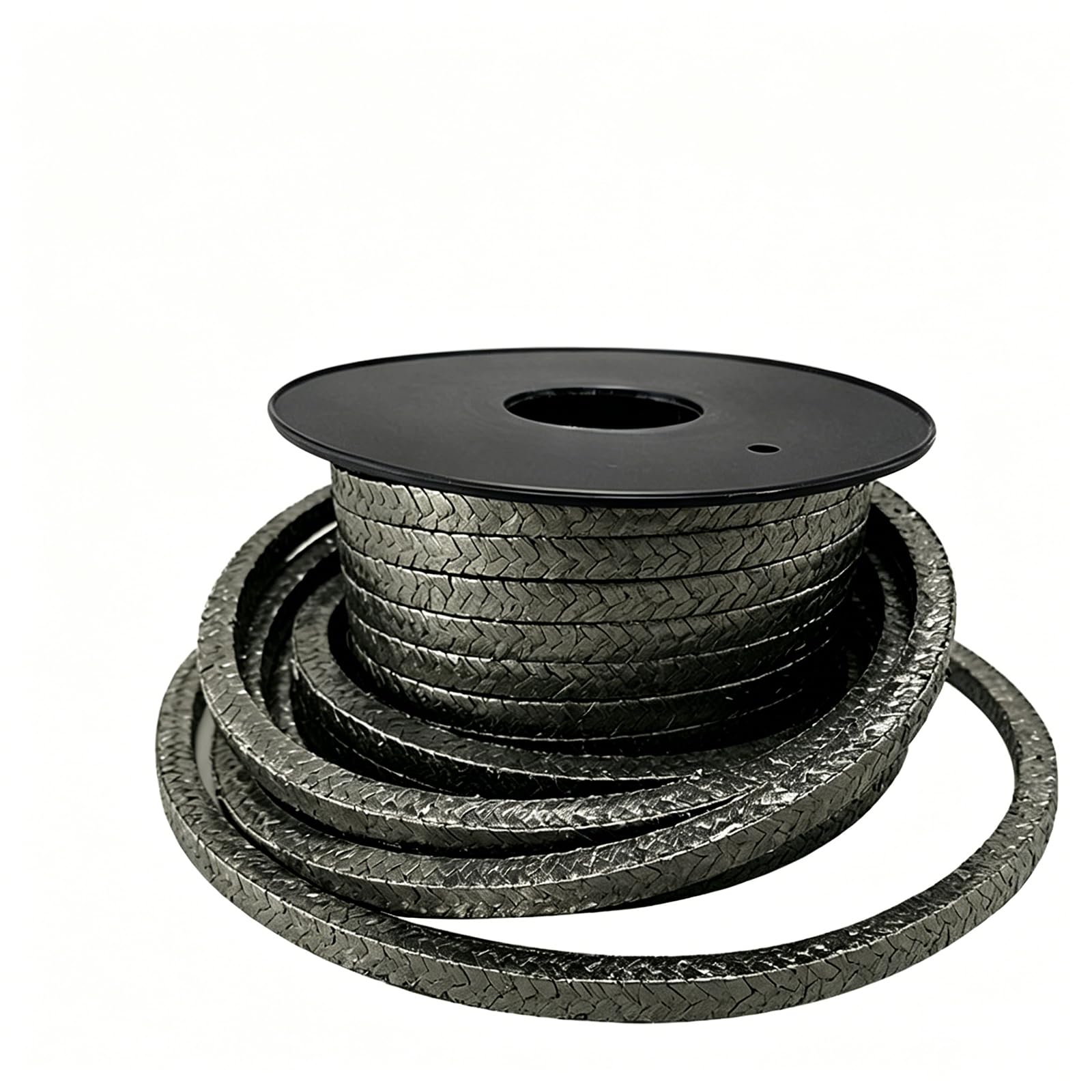Corda intrecciata in grafite per guarnizioni di pompa/valvole/ghiandole, tenuta ad alta temperatura per vergelle (0,8 cm x 5/4,92 m), nera