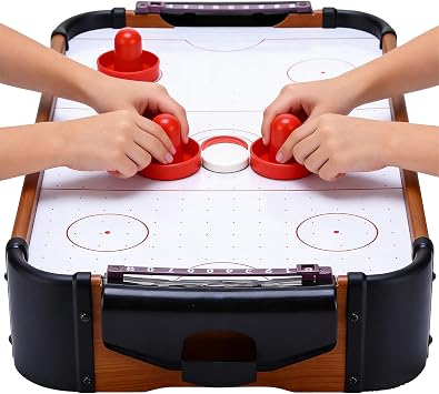 Mini Air Hockey Table - 49.5x30x9cm Compact 2 Person Game Board, Portable Tabletop Hockey Toy, Interactive Family Game Set | Hockey Game Table for Boys, Girls, Teens, Adults, Birthday, Christmas, New