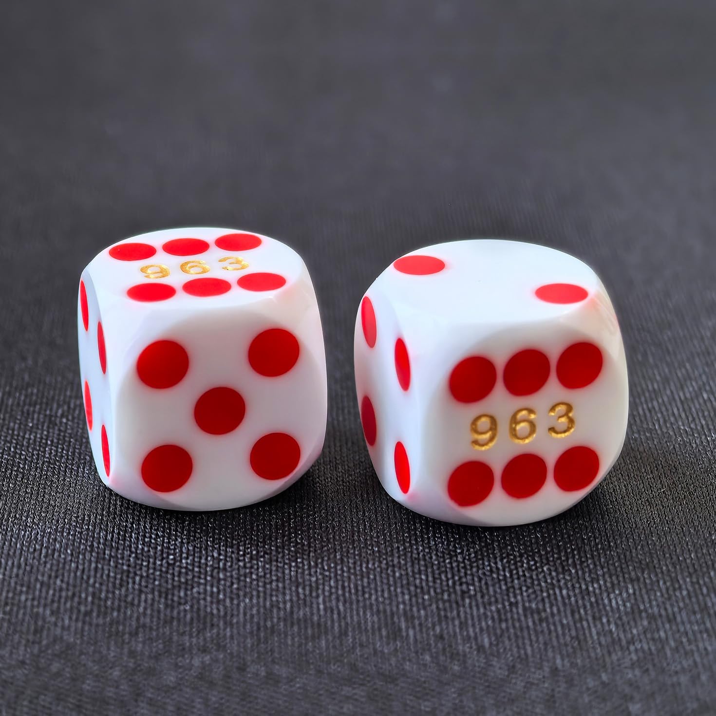 Bescon Professional Precision Dice Round Corner 9/16" (14.3mm) with Colorful Dots, Colored Dots Precision Backgammon Dice 14.3MM (White Dice with red dots)