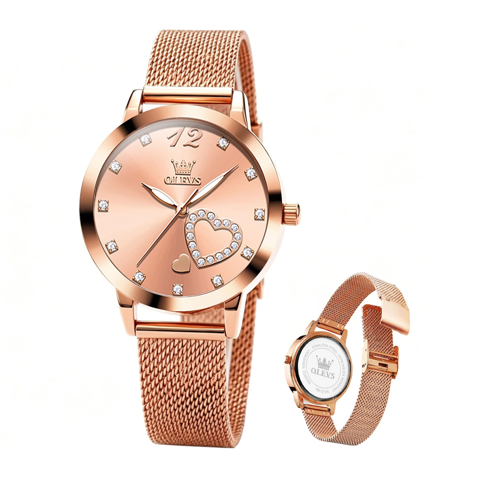 Orologio Donna in Acciaio Inossidabile, Quarzo Analogico, Oro Rosa | Orologio piccolo, quadrante da 36 mm, impermeabile uso quotidiano, stile elegante e minimalista, regalo per donna