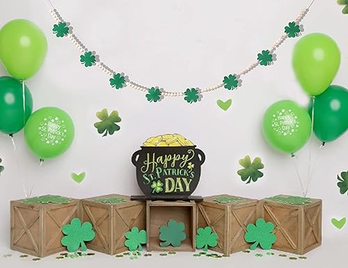 Miniatura 5 de Cartel de decoración temática de trébol de la suerte, suministros para fiesta del día de San Patricio, guirnalda de trébol de 4 hojas para