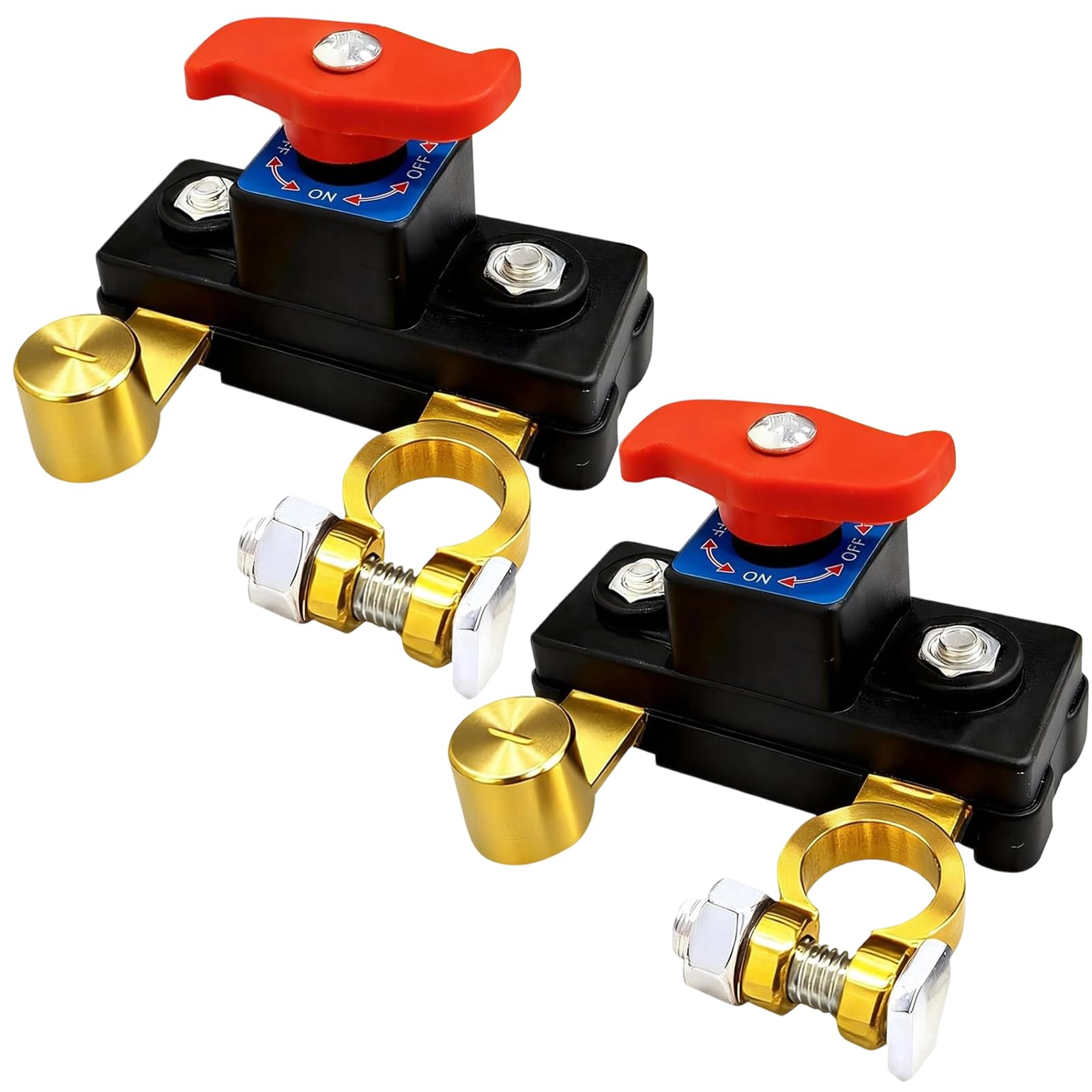 Photo 1 of 2pcs Car Battery Cut Off Switch, Car Battery Power Cut Off Switch Breaker, Pure Copper Battery Disconnect Switch Manual Rotary Battery Shut Off Switch for Car Truck Boat Rv Supplies, 12v-24v