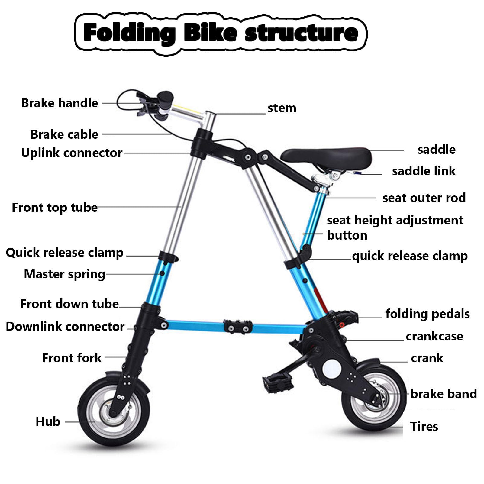 Bicicletta pieghevole da città in alluminio leggero, design portatile a piegatura rapida, per sport all'aria aperta, viaggi, comoda e ideale per studenti e pendolari