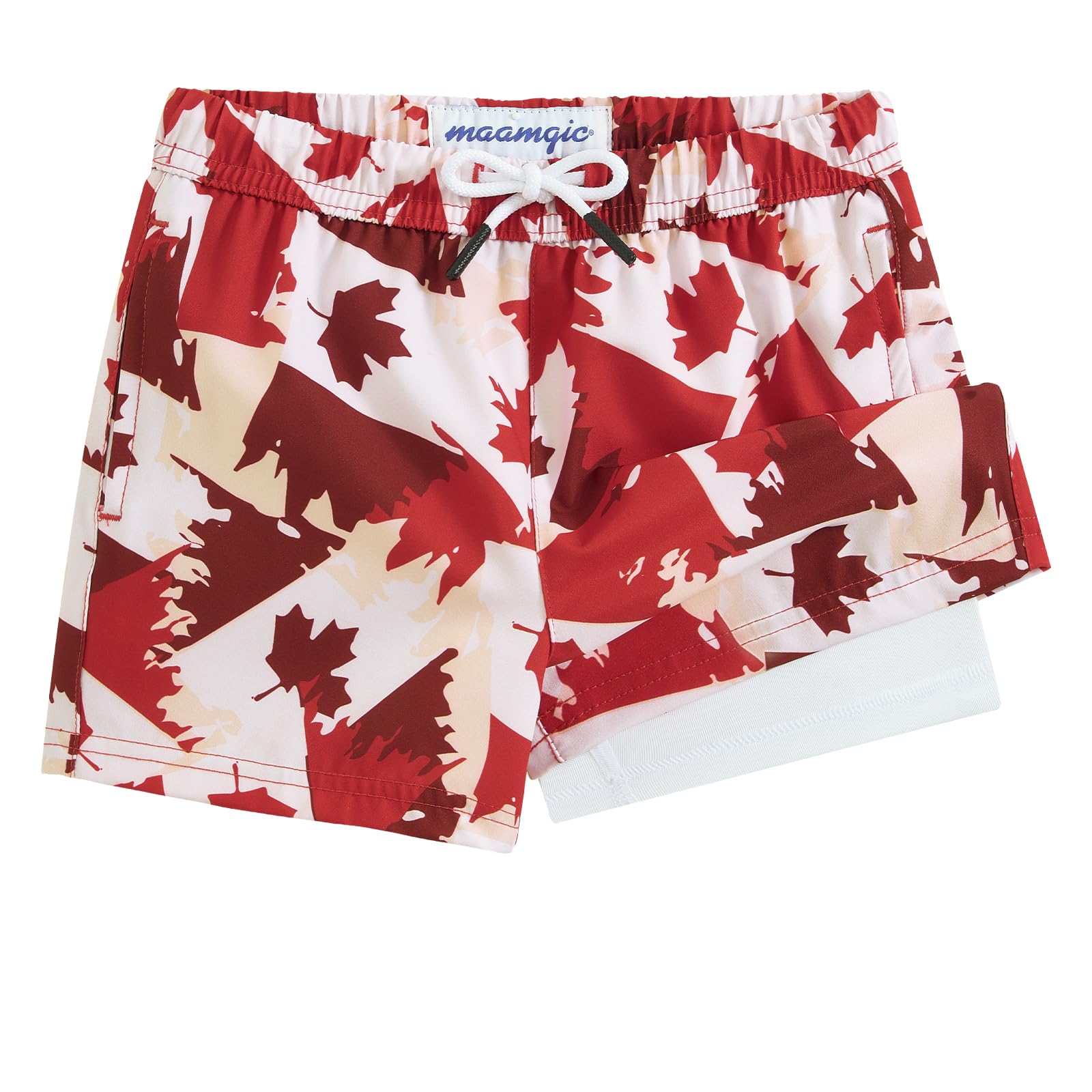 MaaMgic Boys Swim Trunks with Compression Liner Toddler Stretch Quick Dry Swim Shorts Quick Dry 2 in 1 Beach Shorts — view 13