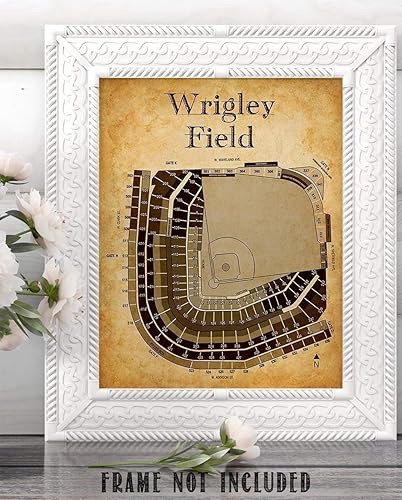 Miniatura 8 de Decoración de béisbol - Tabla de asientos de béisbol Wrigley Field of Chicago, decoración de pared de béisbol de 11 x 14 pulgadas, impresión