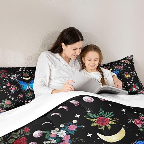 Miniatura 2 de Juego de edredón para niños con diseño de sol y luna, tamaño king, funda de edredón con temática de cielo estrellado, galaxia, planetas y estilo