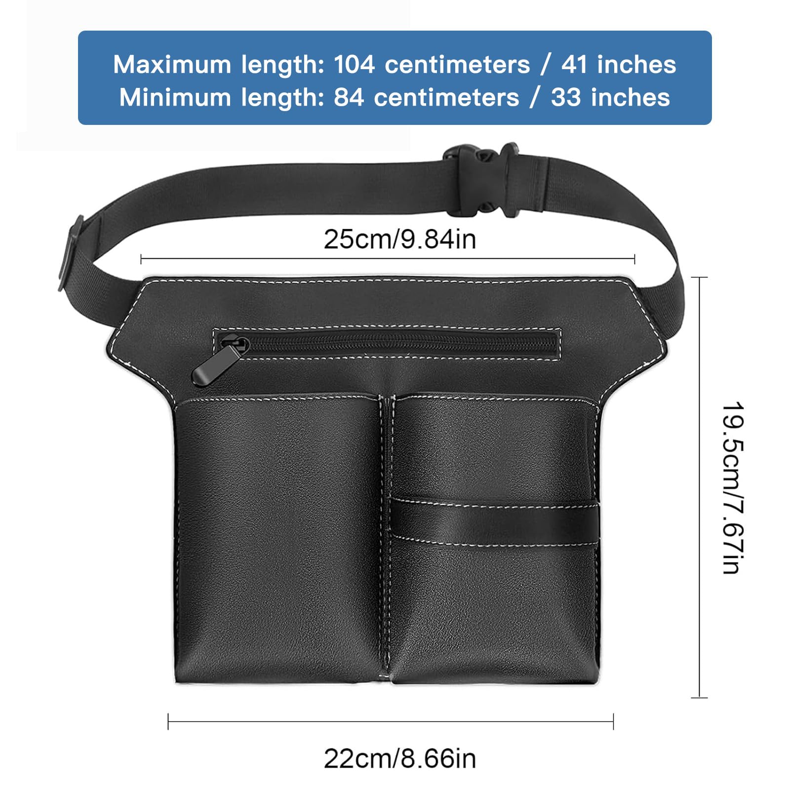 Bolsa de Peluquería de Piel PU, Cinturón Portaherramientas Profesional para Salón de Peluquería, Bolsa para Tijeras Portátil Grande Tamaño Negro para Peines y Herramientas de Peluquería