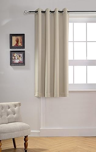 Miniatura 2 de MYSKY HOME - Cortina opaca para dormitorio, con ojales, increíble tejido triple y aislamiento térmico, 1 panel de cortina de 132 x 160 cm, beige