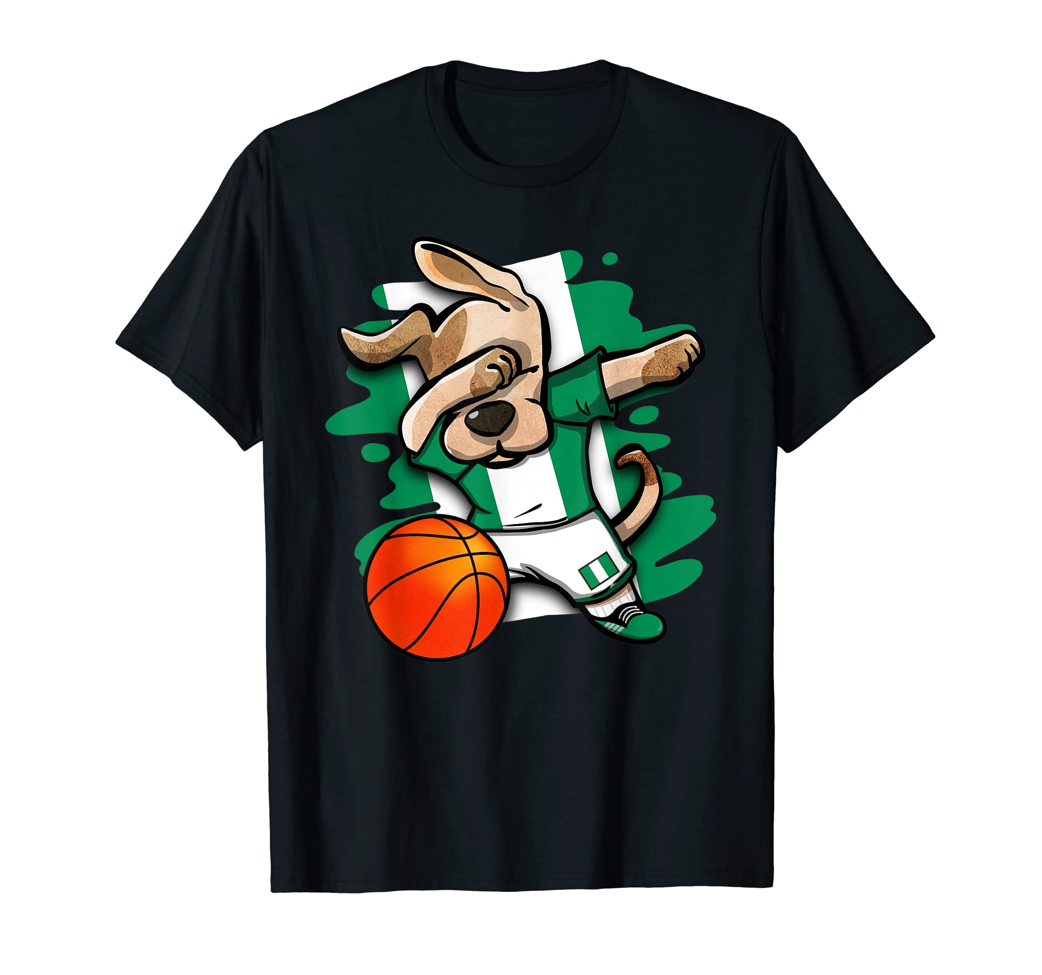 Dabbing Dog Nigeria Basketball Fans Jersey Nigerian Sports T-Shirt for Men Women Kids