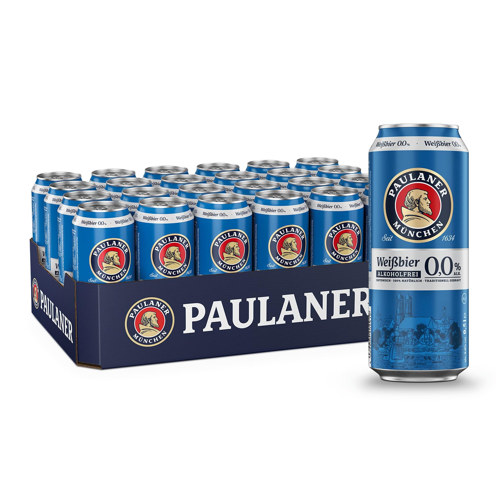 Paulaner Weißbier Alkoholfrei 0,0% • Weizenbier spritzig-mild, isotonisch • EINWEG(24x0,5l)