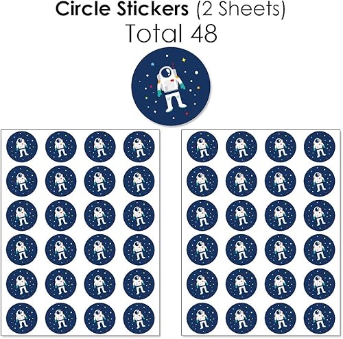 Miniatura 5 de Big Dot of Happiness Blast Off to Outer Space - Mini envoltorios de barra de caramelo, calcomanías redondas de caramelo y calcomanías circulares -