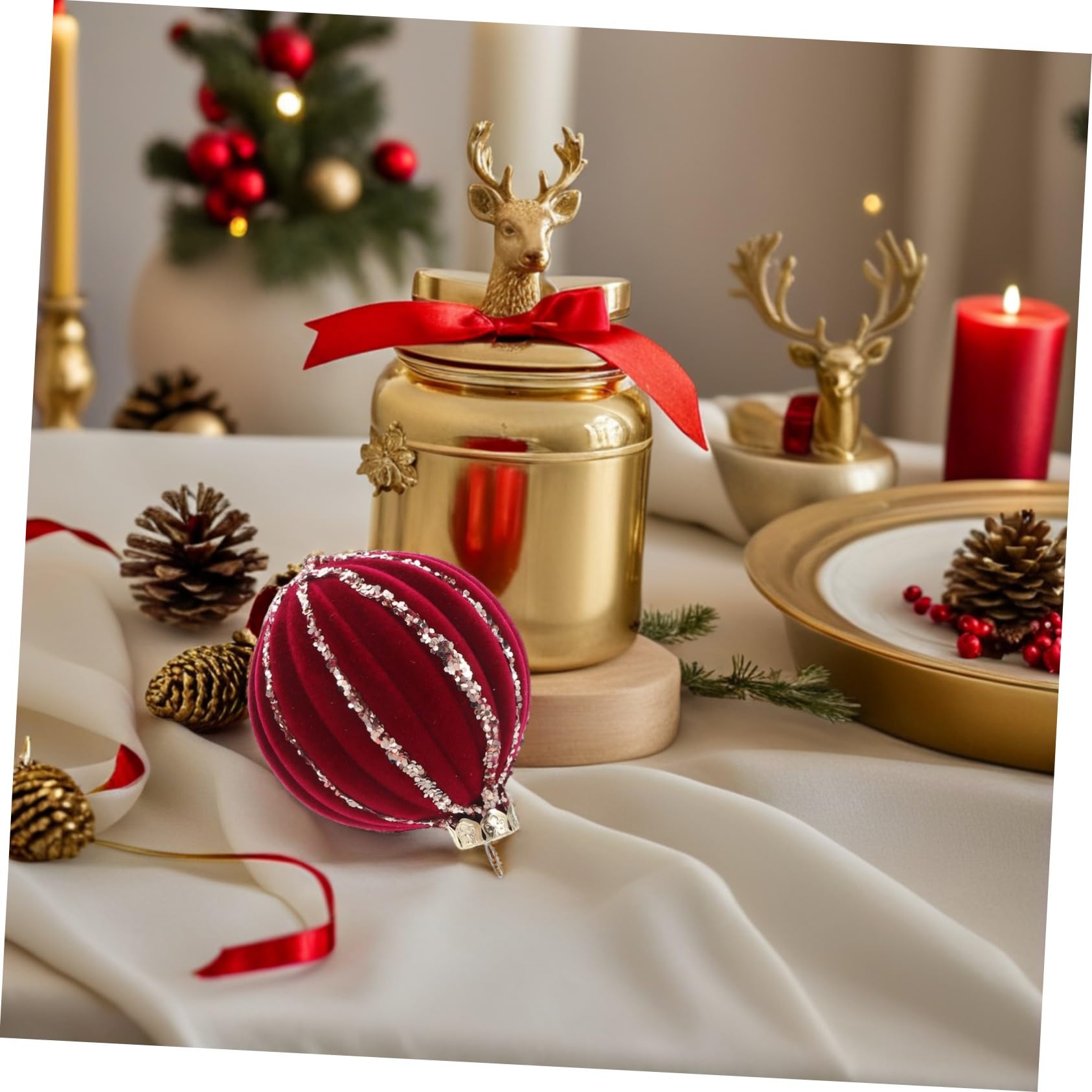 16 Piezas Bolas de Navidad Bolas Inastillables con Acabado Aterciopelado Rojo para Decoración Colgante Árbol Festivo Hogar