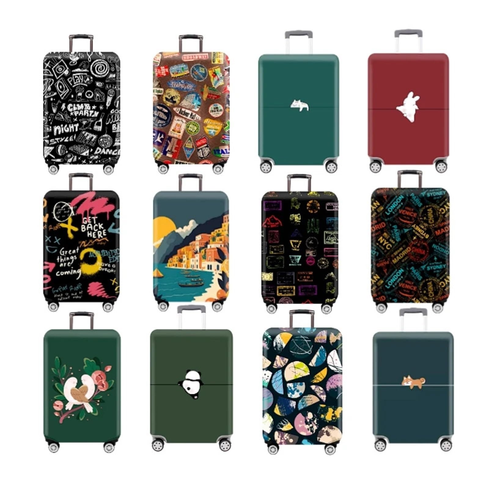 2 pezzi di spessore elastico cartone animato copertura protettiva for bagagli borsa con cerniera for valigia coperture per Esterno(Party,XL 29-32 inch)