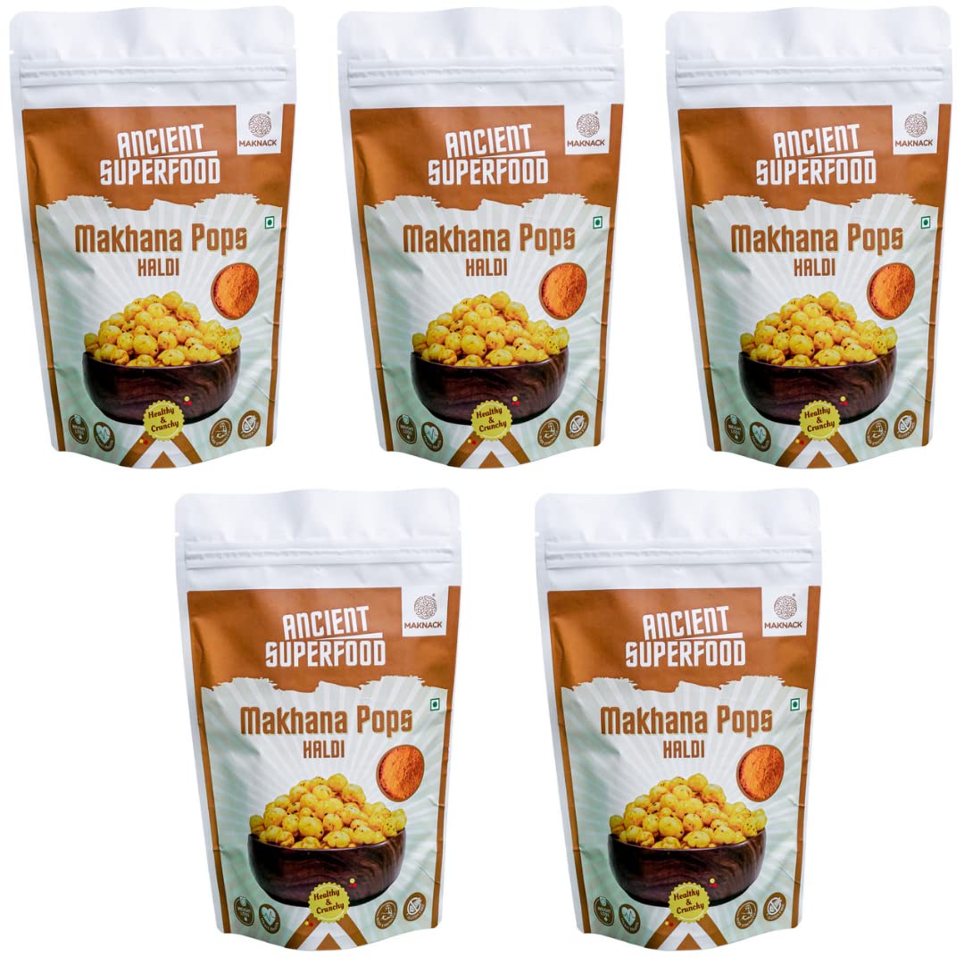 Maknack Makhana Pops - Haldi Flavoured Roasted Foxnuts | Healthy Binge Snack | Ancient Superfood High in Antioxidants, Proteins & Calcium | Gluten Free | Vegan | Pack of 5 - 250g-image-40