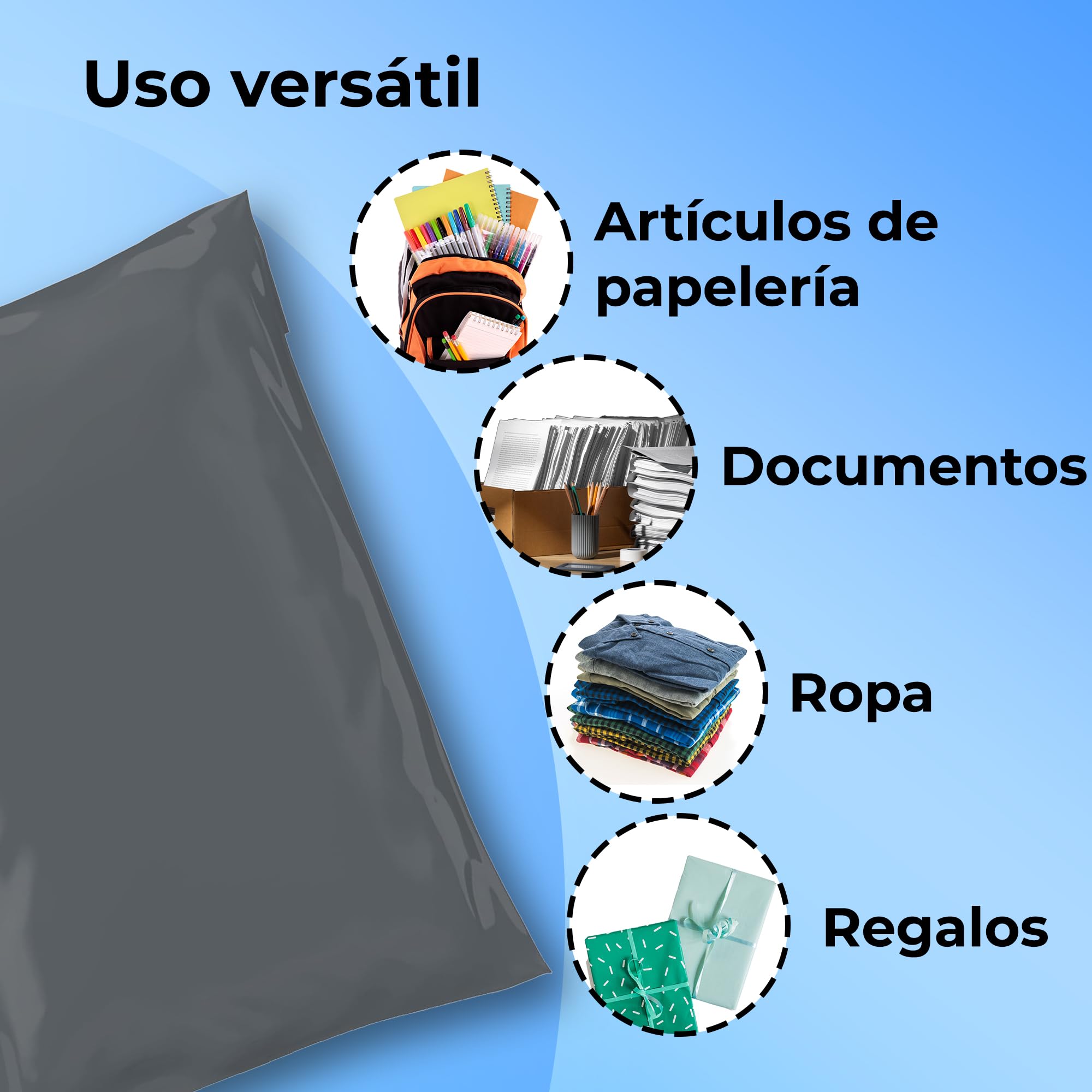 Double Dragon 60 Bolsas de Envío Resellables Plástico Antimanipulación Gris 4 Tamaños
