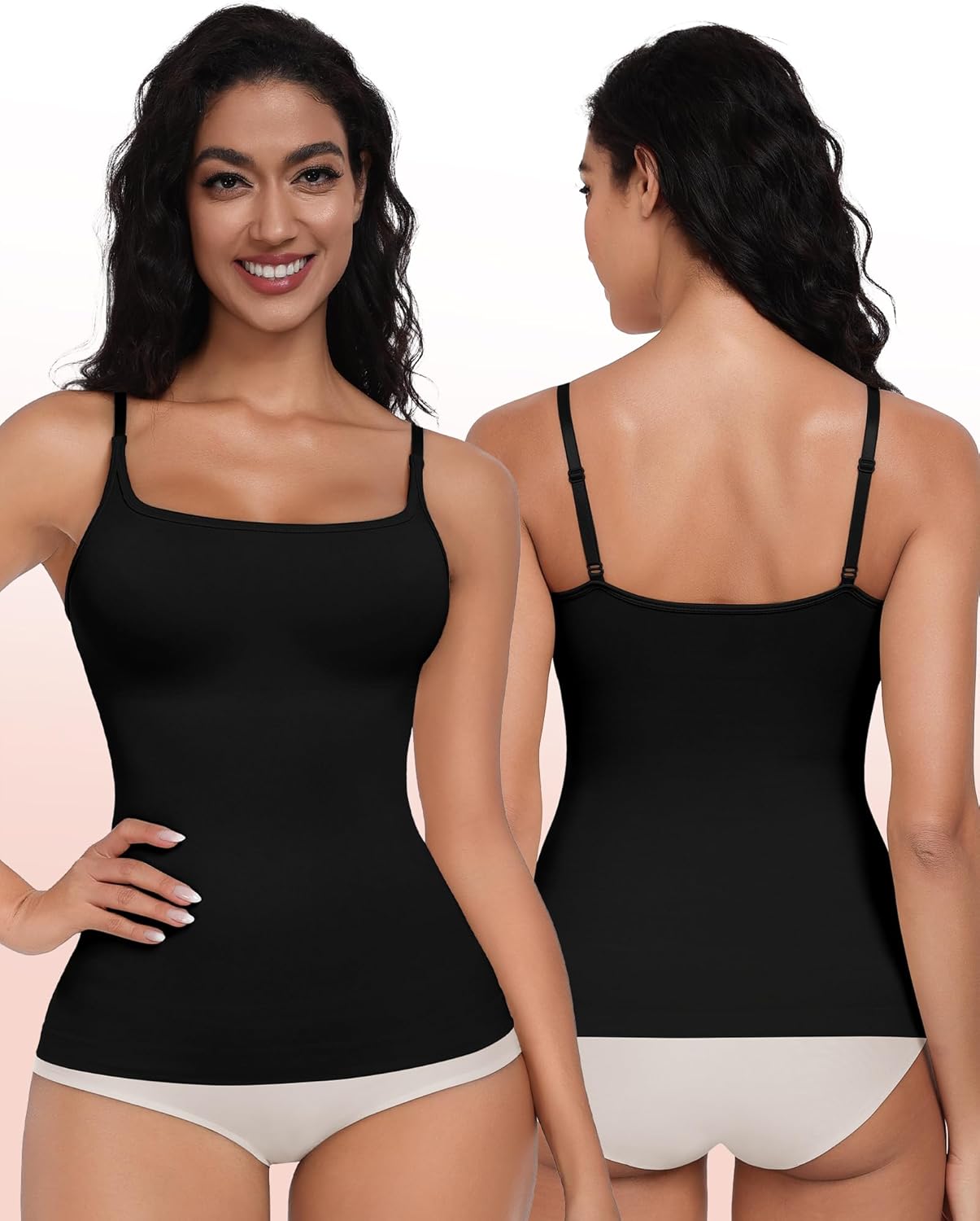 EUYZOU Women Shapewear Tummy Control Camisole Tops - Square Neck Sexy Compression Tank Tops Seamless Body Shaper - Image 5