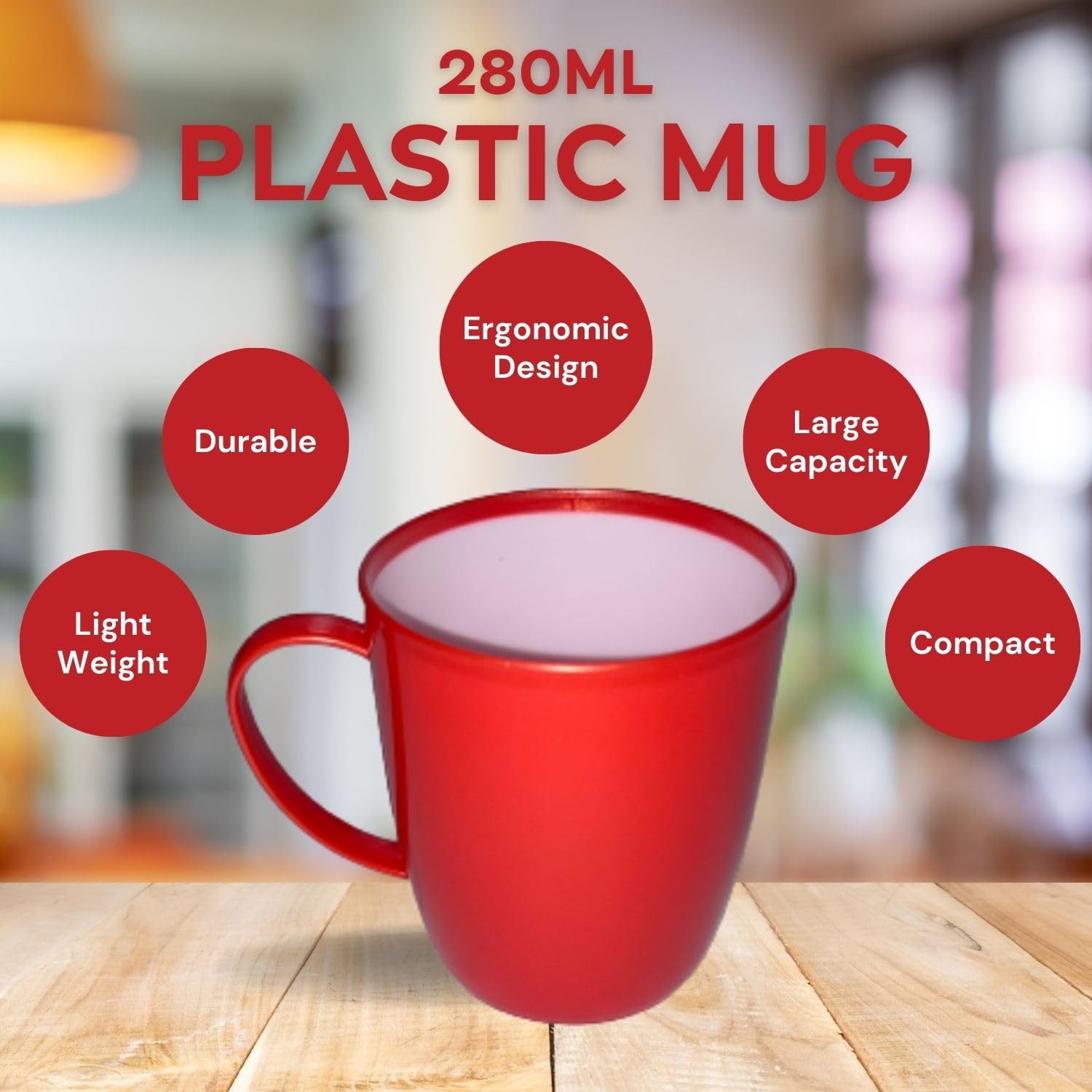 KANSY Plastic Mug with Handle, Lightweight Unbreakable Reusable Cups for Adults Elderly, Kids to Drink Hot, Cold, Coffee, Tea - Image 3