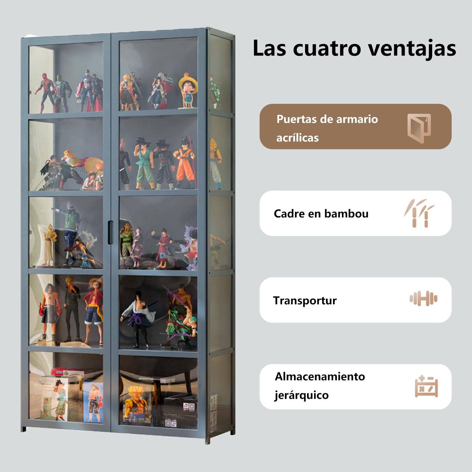 Vitrina acrílica de Doble Puerta, Vitrina de salón, escaparate, Textura Dura, sellada a Prueba de Polvo, para Todo Tipo de escenas (4 Niveles Blanco 42 * 33 * 130 3 Lados Transparente)