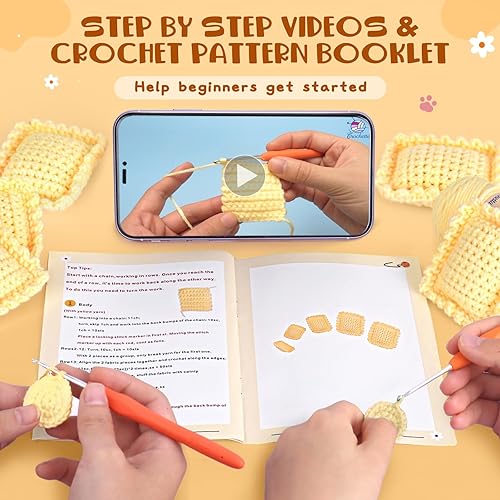 Miniatura 2 de Crochetta Kit de ganchillo para principiantes, kit de animales de ganchillo Amigurumi con tutoriales en video paso a paso, paquete de inicio de