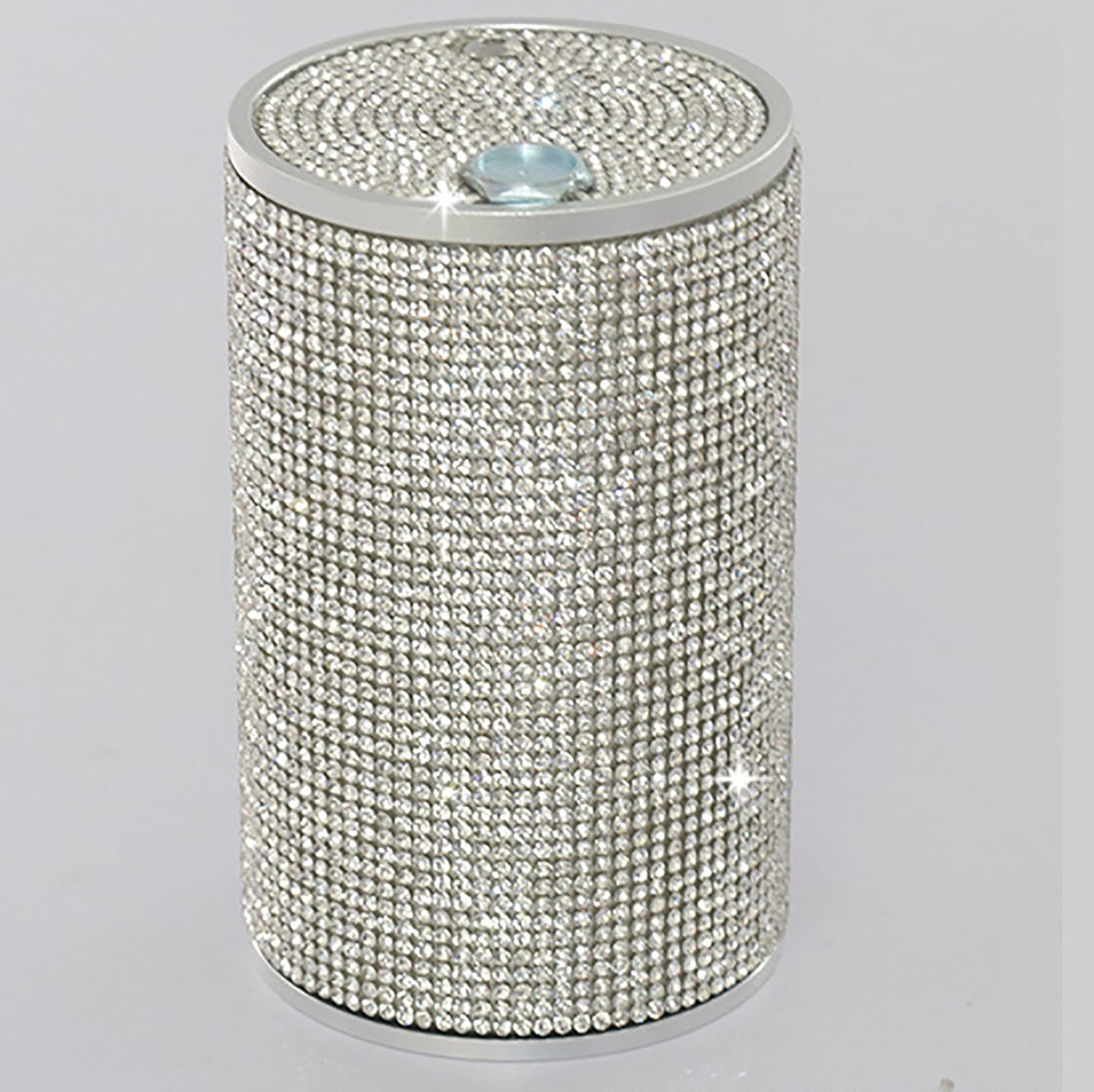 QYHSS Creative Personality Mini Trash Can, Small Storage Bin, Car Ashtray, Easy To Clean “Diamond” Ashtray, Car Interior Products- Silver