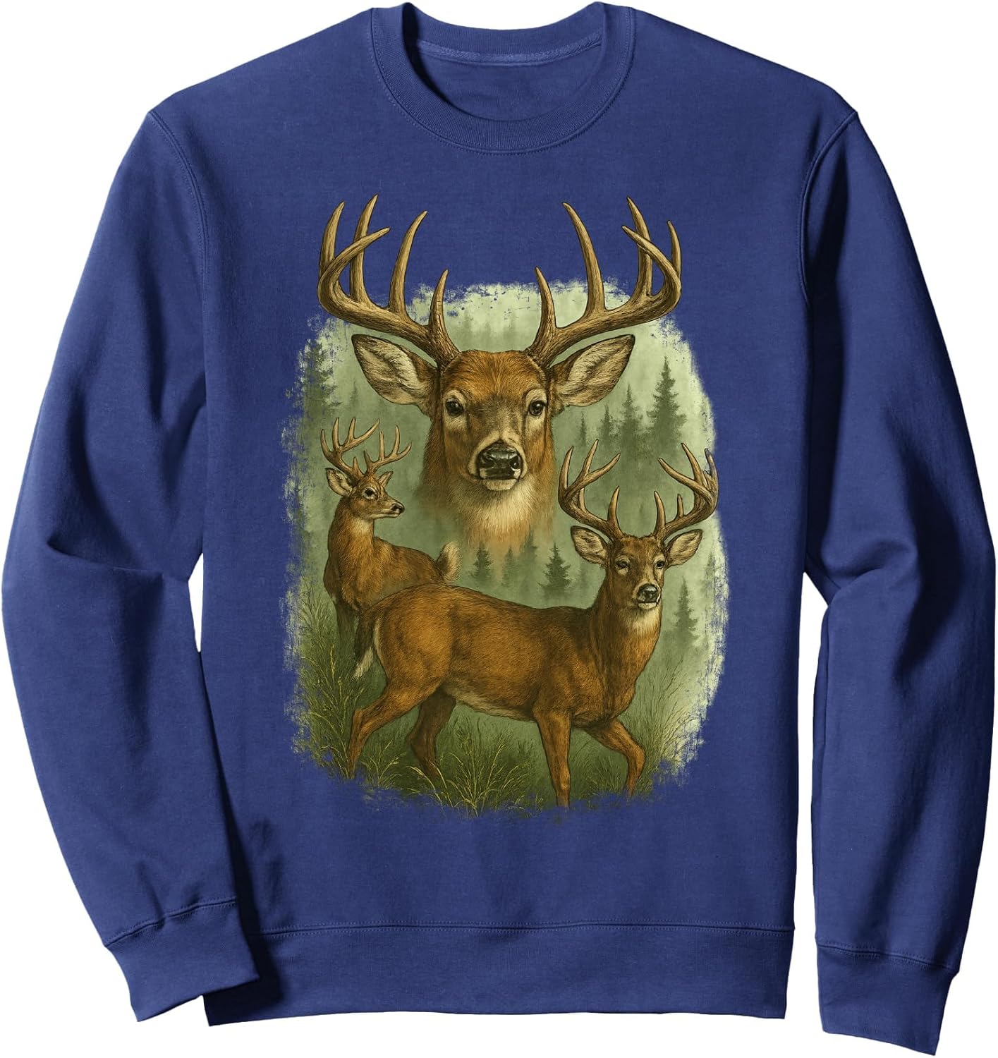 Vintage Deer Graphic Grunge Tee Forest Wildlife Hunting Sweatshirt