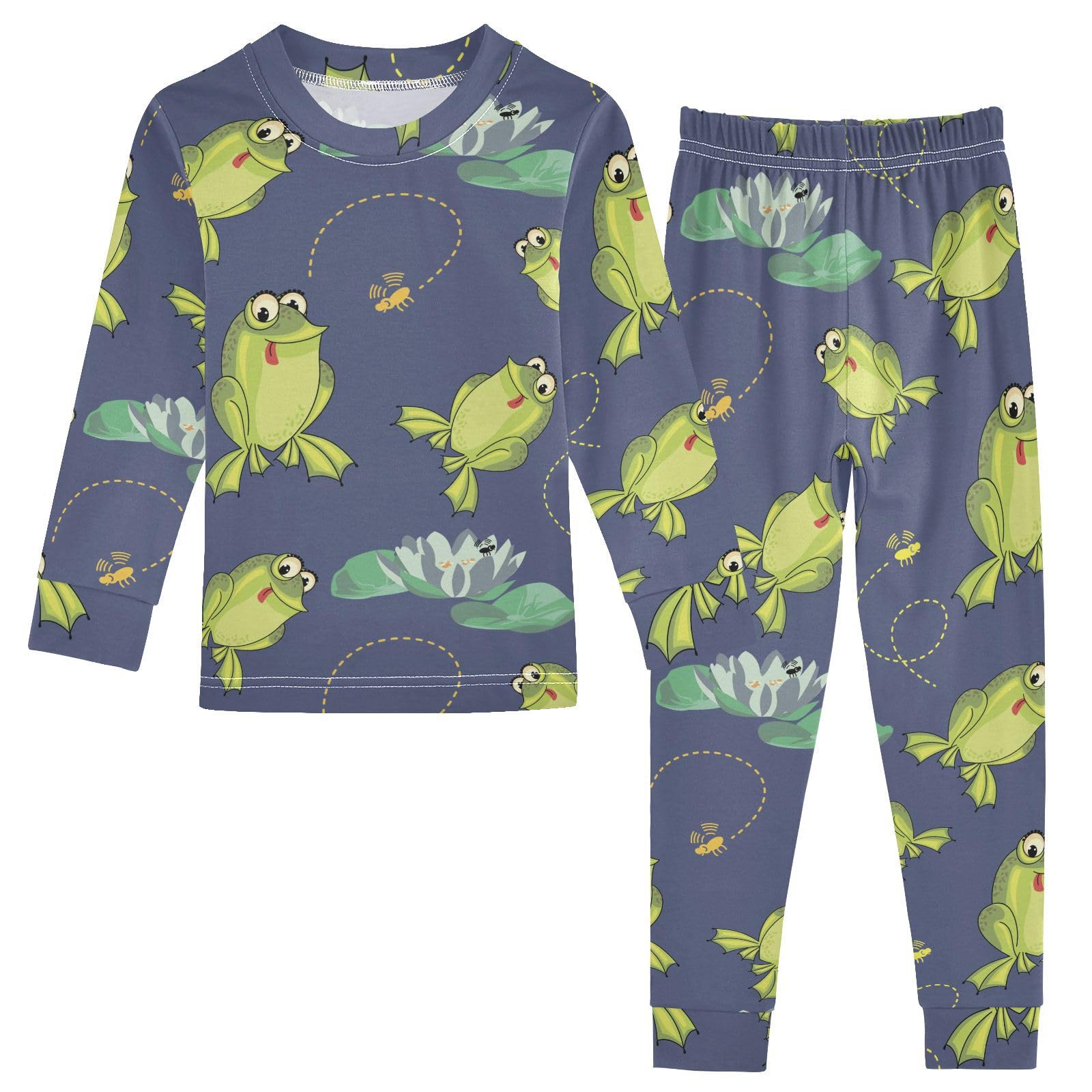 JHKKU Frog Pajamas Set Cotton 2 Piece Soft Comfy Pjs Long Sleeve Lounge Sleepwear 18M