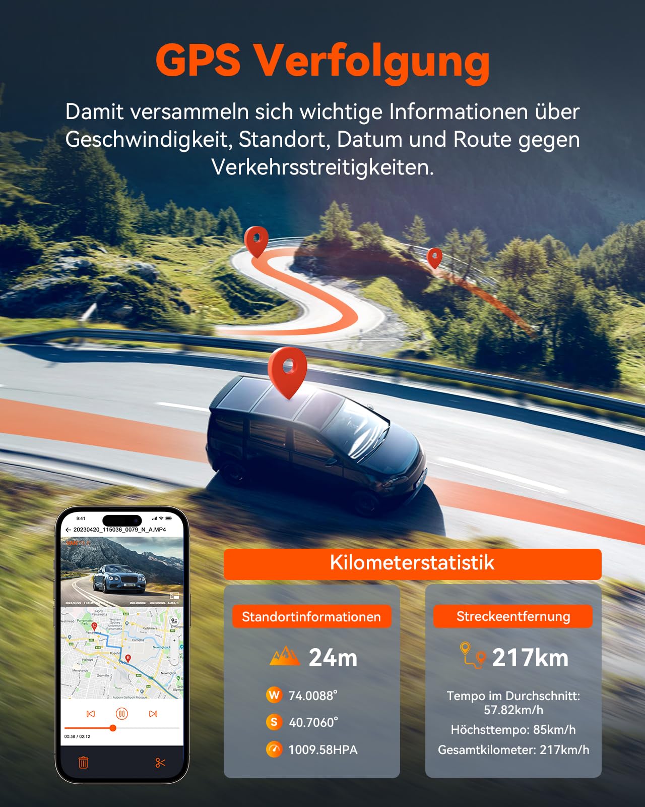 VANTRUE N4 Pro 4K +1080P+1080P 3 Lent STARVIS 2 Sensor Dash Cam, 5GHz WiFi GPS Telecamera per Auto, 3xHDR IR Dashcam Auto, Controllo Vocale 24h. Modalità di Parcheggio Buffer, 3.19” IPS Max 512G
