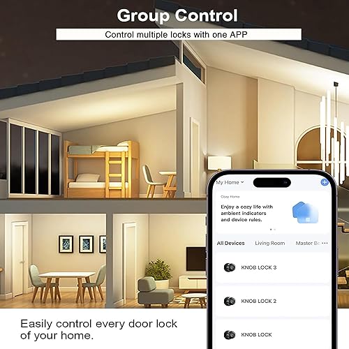 Miniatura 7 de Cerradura de puerta inteligente 3 en 1 con desbloqueo de huellas dactilares, perilla inteligente de puerta de huellas dactilares, bloqueo automático