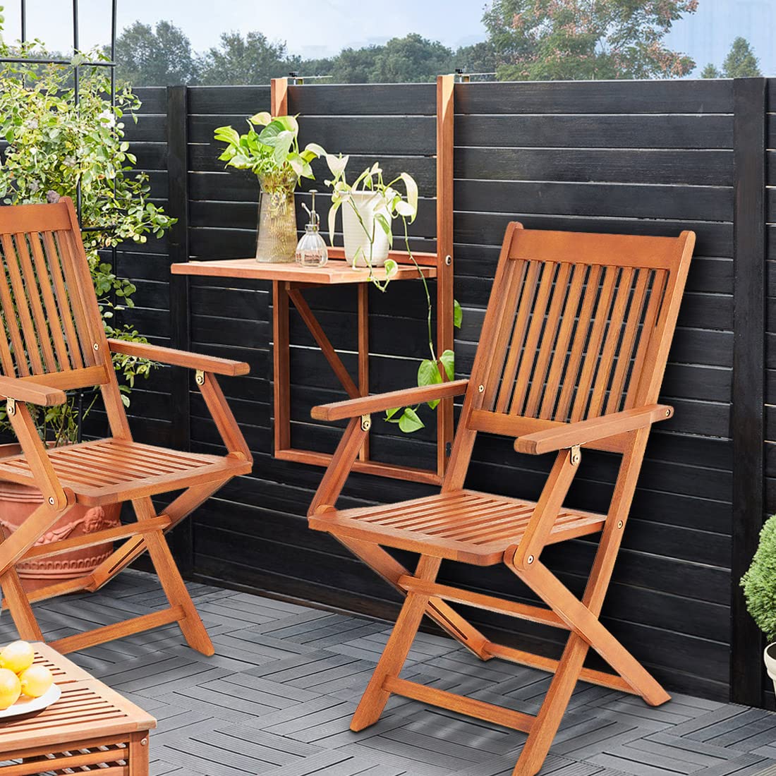Casaria® Balkonmöbel Set 2 Personen Holz FSC®-Zertifiziert Wetterfest 3-TLG Klappbar 160kg Belastbarkeit Akazie Balkon Garten Möbel Terrassenmöbel