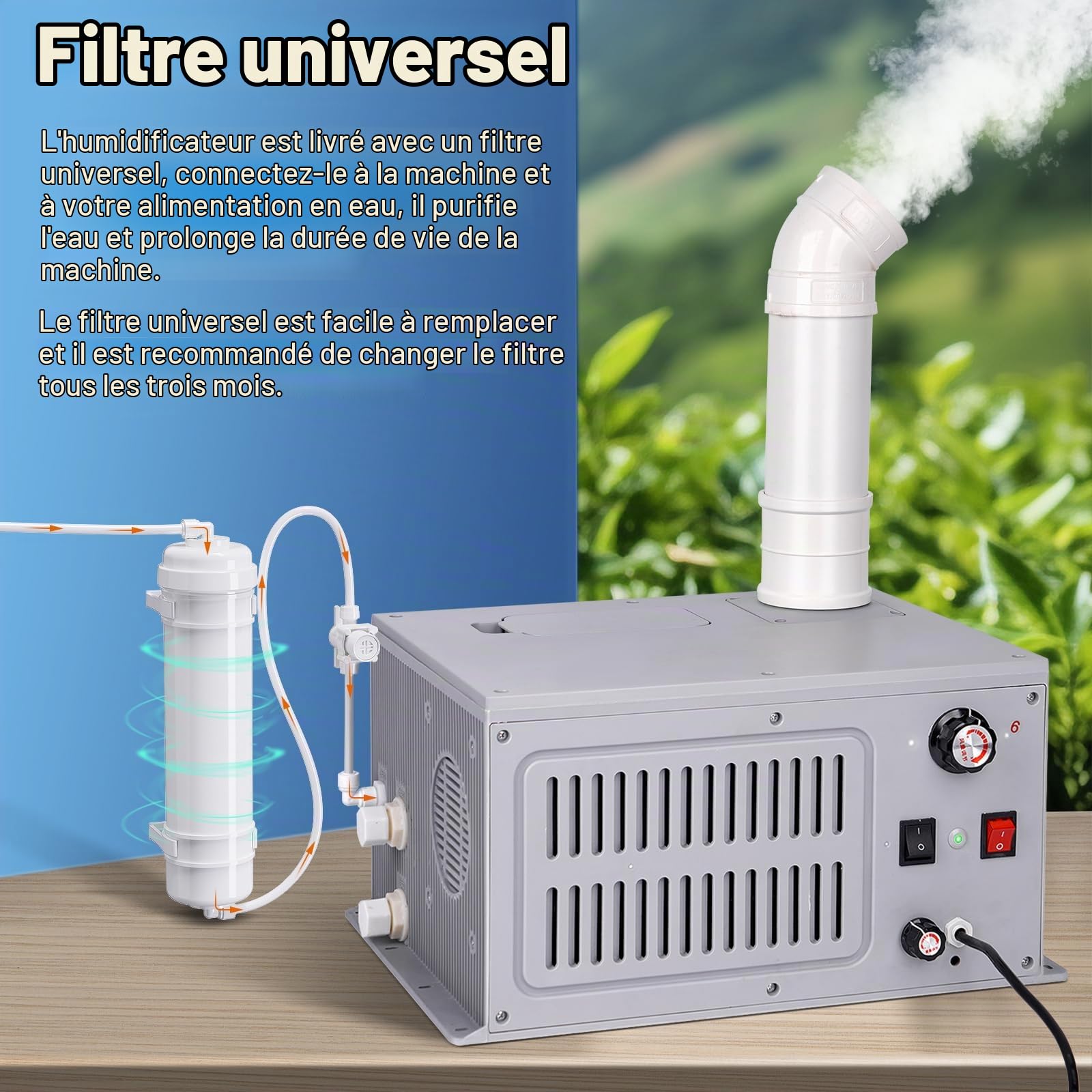 Humidificateur Industriel Brumisateur 9L / H Grand Volume 270M³ / H Humidificateurs à brume fraîche Humidificateur commercial Pour Atelier Supermarché Entrepôt Plante Serre De Légumes