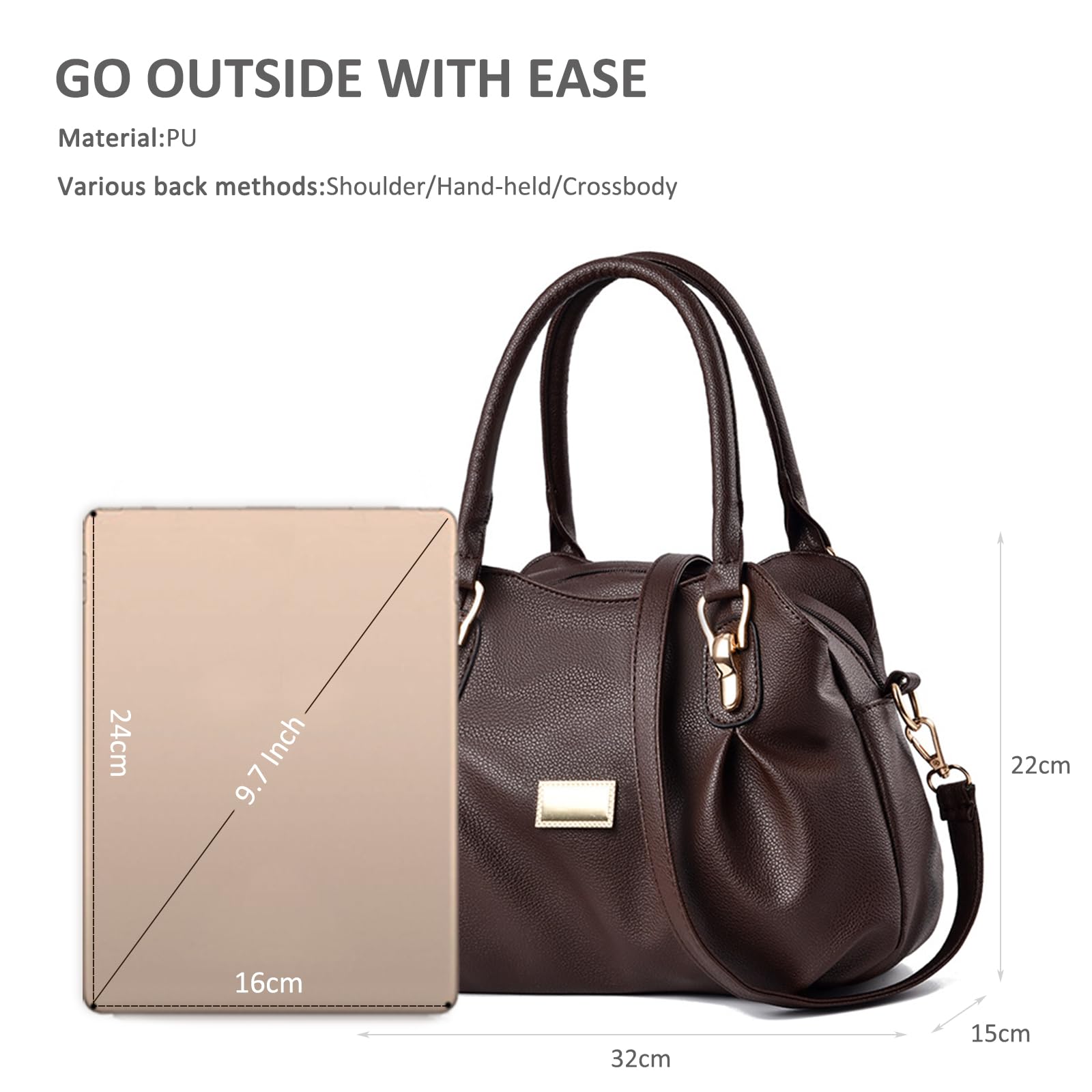 NICOLE & DORIS Sac a Main Femmes Cabas Souple Sac à Bandoulière en PU Cuir Sacs à Main Portés Epaule Grande Capacité Sac D'épaule Sac Epaule Multipoches