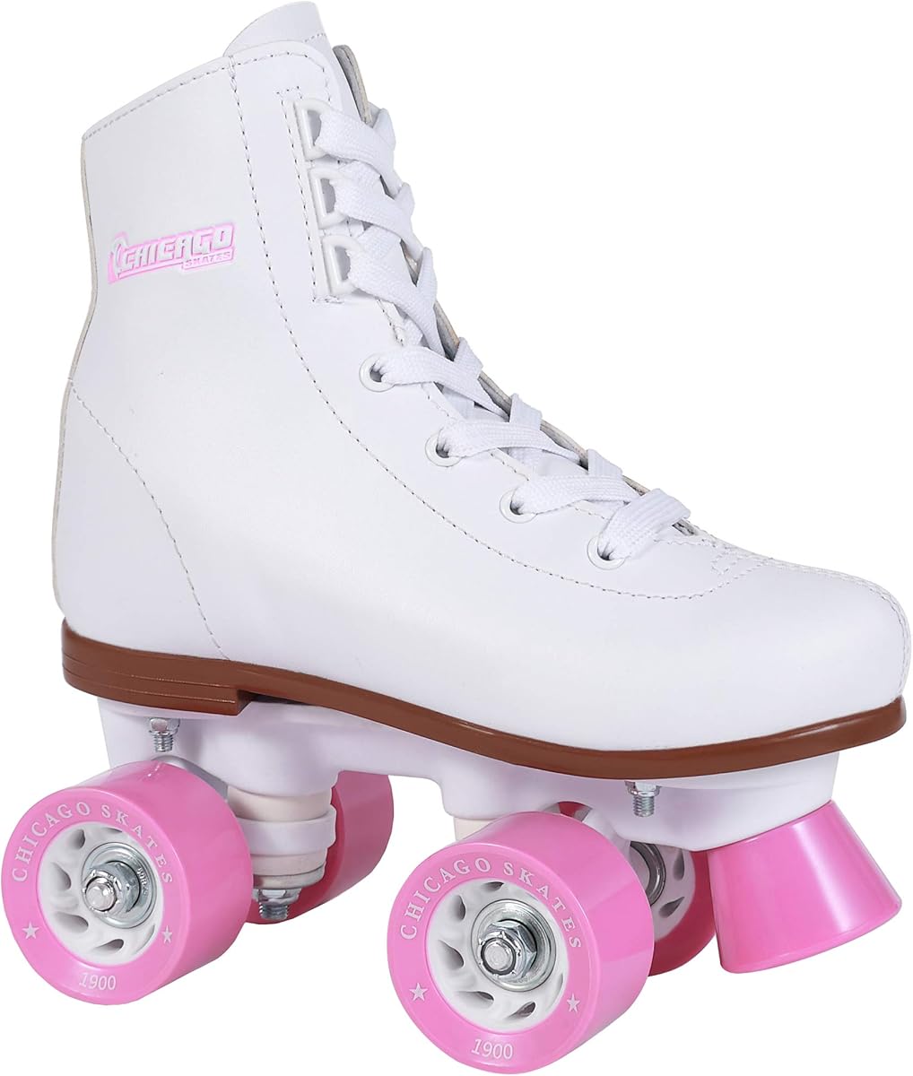 Chicago Rink Roller Skates for Girls & Boys – Durable Top Performance Indoor/Outdoor Use Skate Shoes with Padded Ankle Collar, Lace-Up & Velcro Strap – 54mm Urethane Wheels, Semi-Precision Bearings