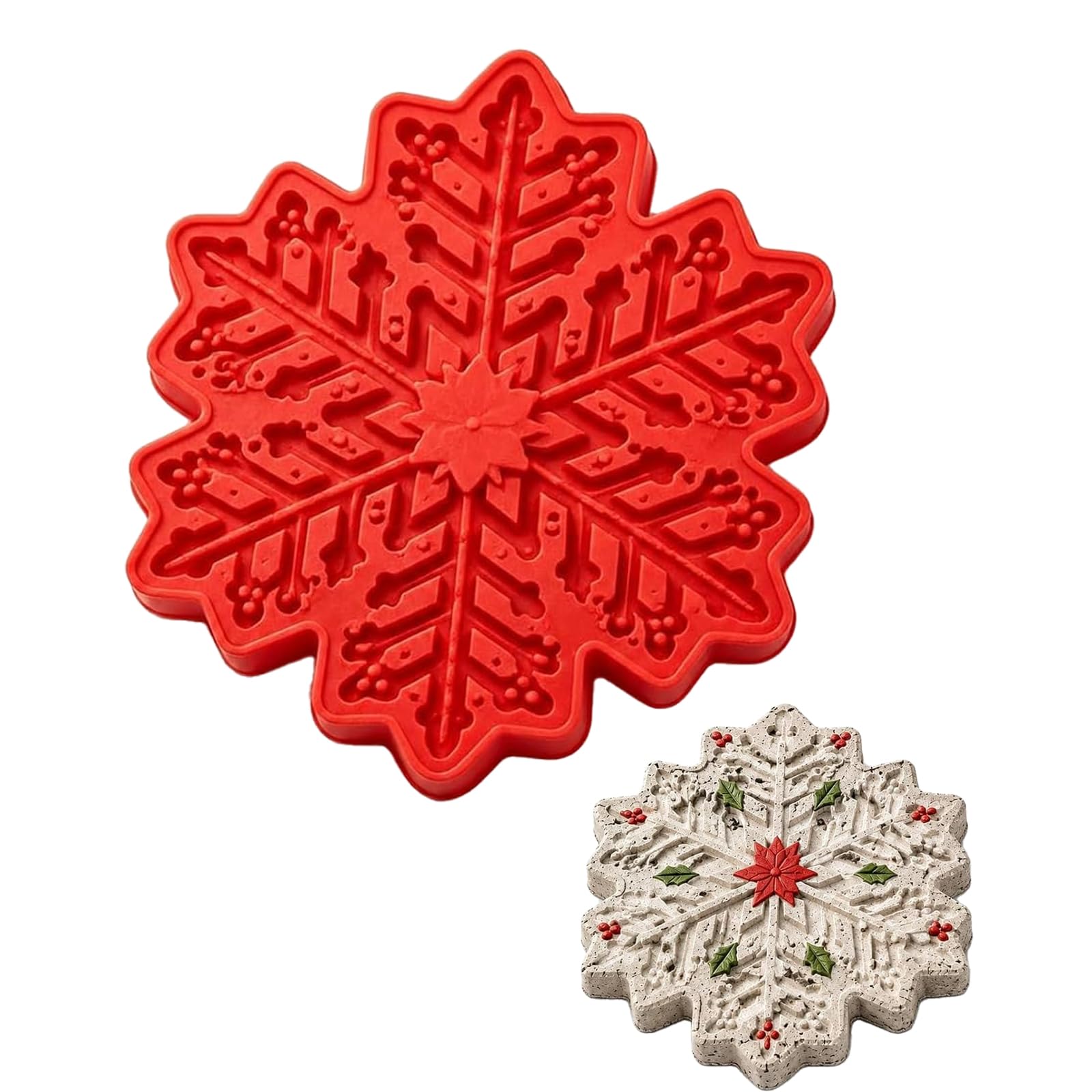 Snowflake Stepping Stone Mold, Reusable Silicone Concrete Cement Casting Mold, DIY Garden Pathway Paving Stone Mould for Outdoor Lawn Walkway Decor, Handmade Garden Art Craft，Snowflake — image 1