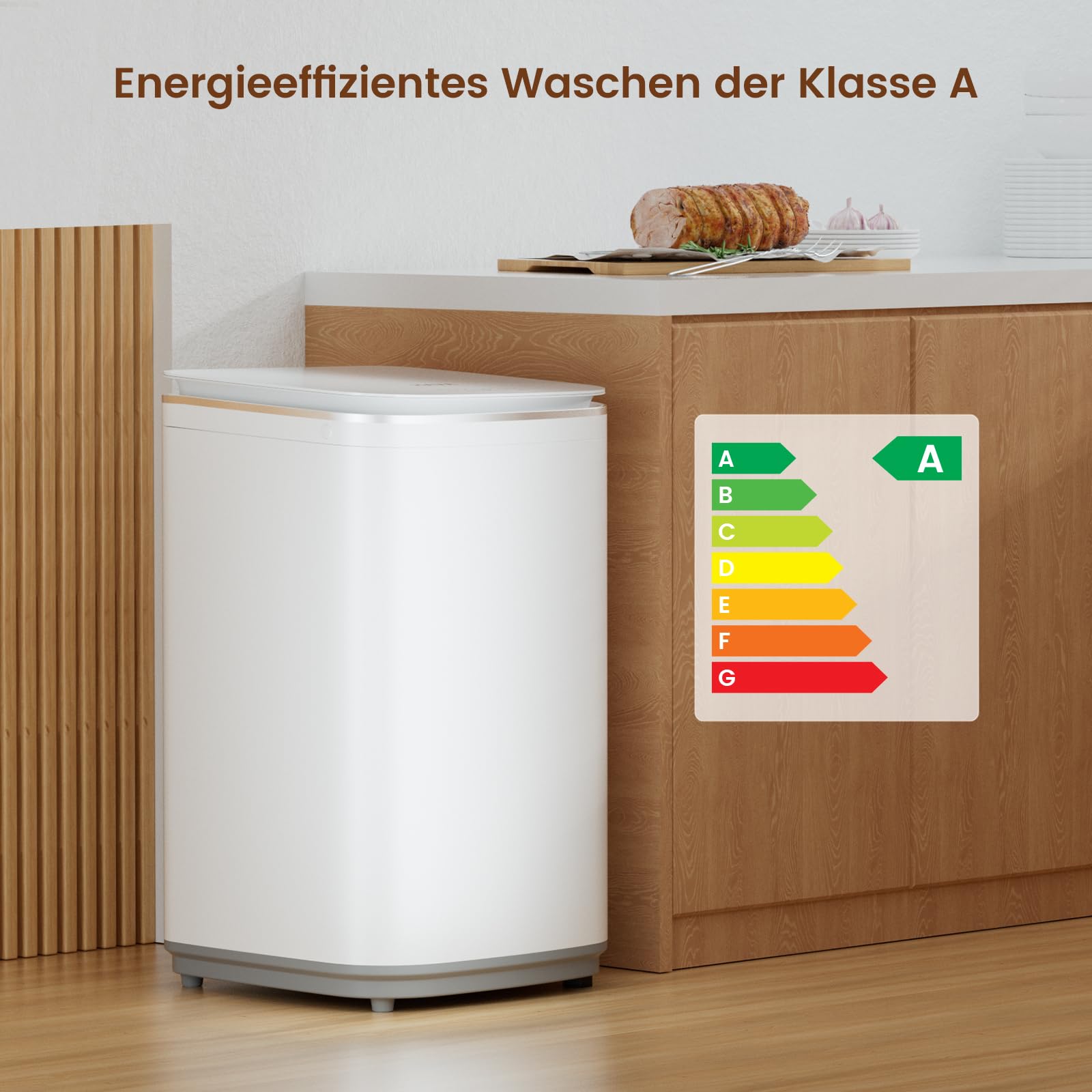 HAVA Mini Waschmaschine 3 kg Vollautomatisch 8 Programme Heißwaschfunktion Ablaufpumpe Platzsparend