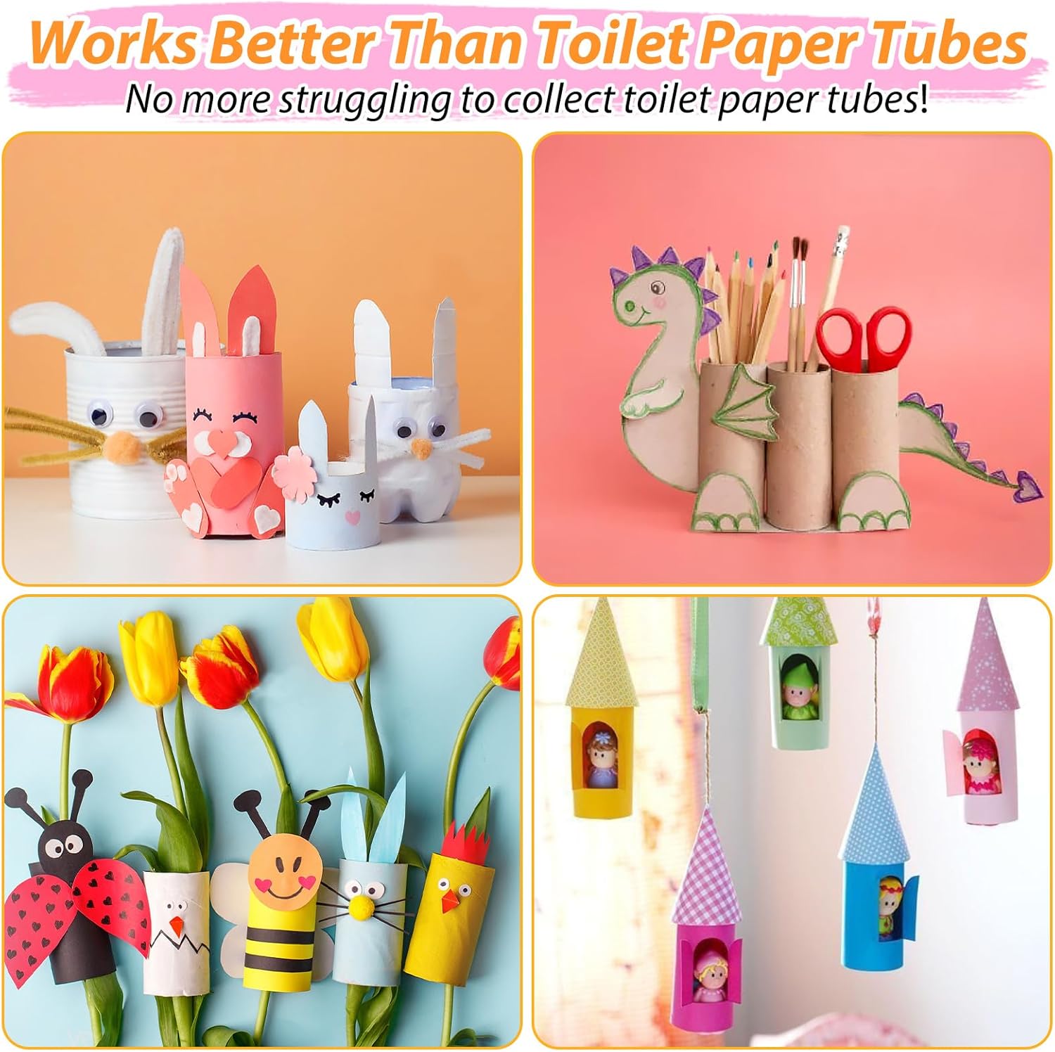 MAPVOLUT 60 PCS Craft Toilet Paper Rolls 3.94"x1.57", Thick Cardboard Tubes for Crafts, Brown Craft Paper Towel Rolls for Christmas Valentine's Day Green Festival Easter Handicraft Projects