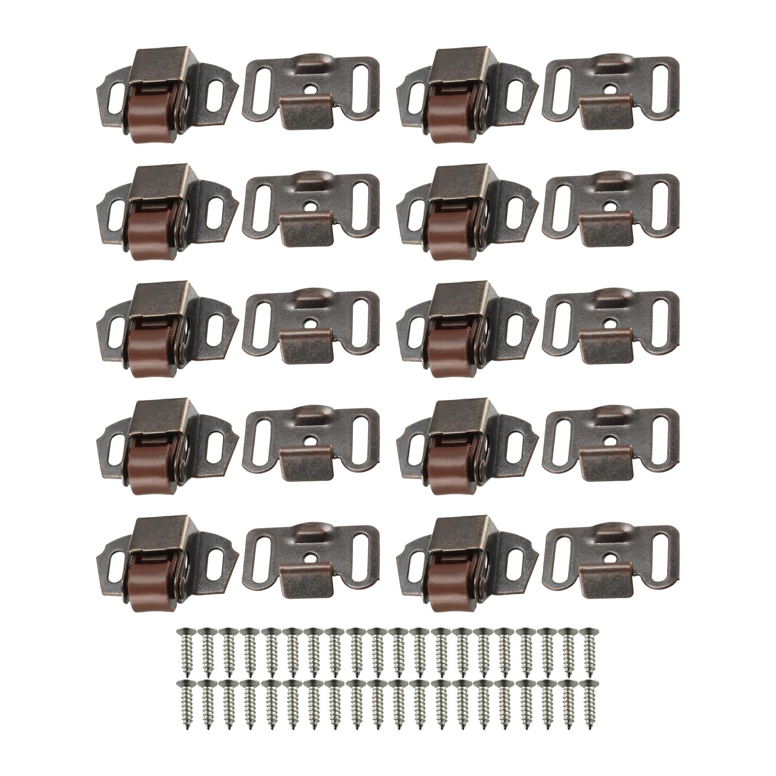 Buxuaaaa Red Ancient Bronze 10Pcs Cabinet Door Roller Snapping Switches Clip Wardrobe Door Buckle Flat Bottom Low Leg Doors Clip Easy Install Cabinet Roller Snapping Switches